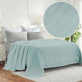 Milan Cotton Textured Jacquard Striped Lightweight Woven Blanket - Blanket by Superior Brand