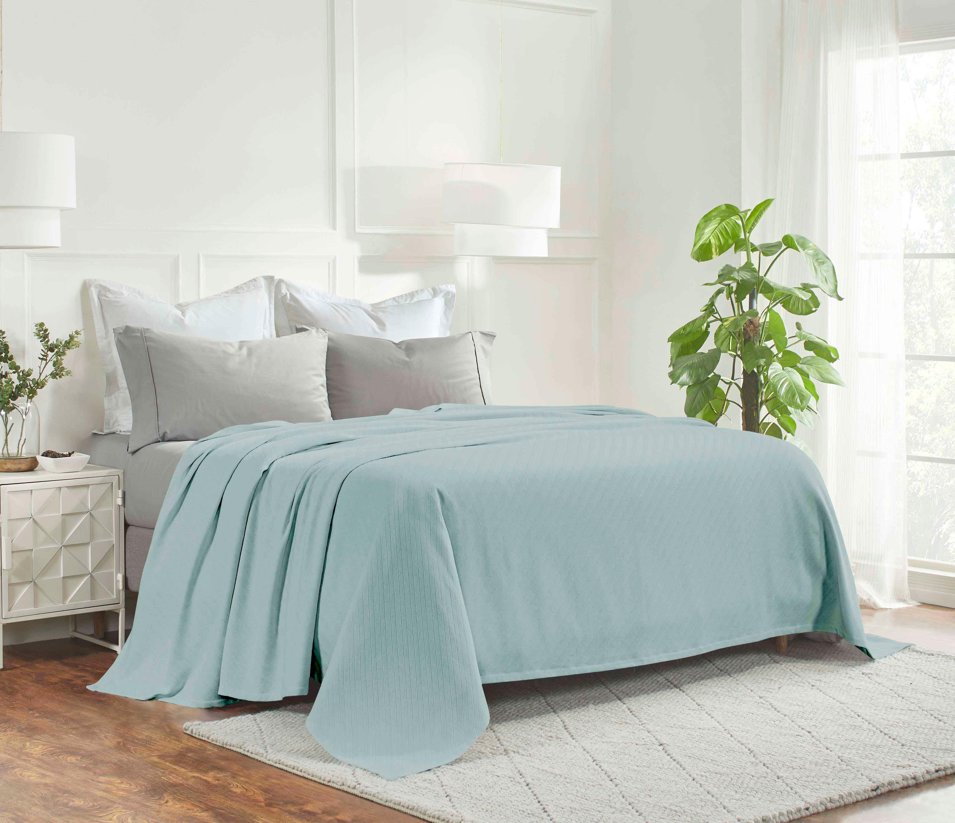 Milan Cotton Textured Jacquard Striped Lightweight Woven Blanket - Blanket by Superior Brand