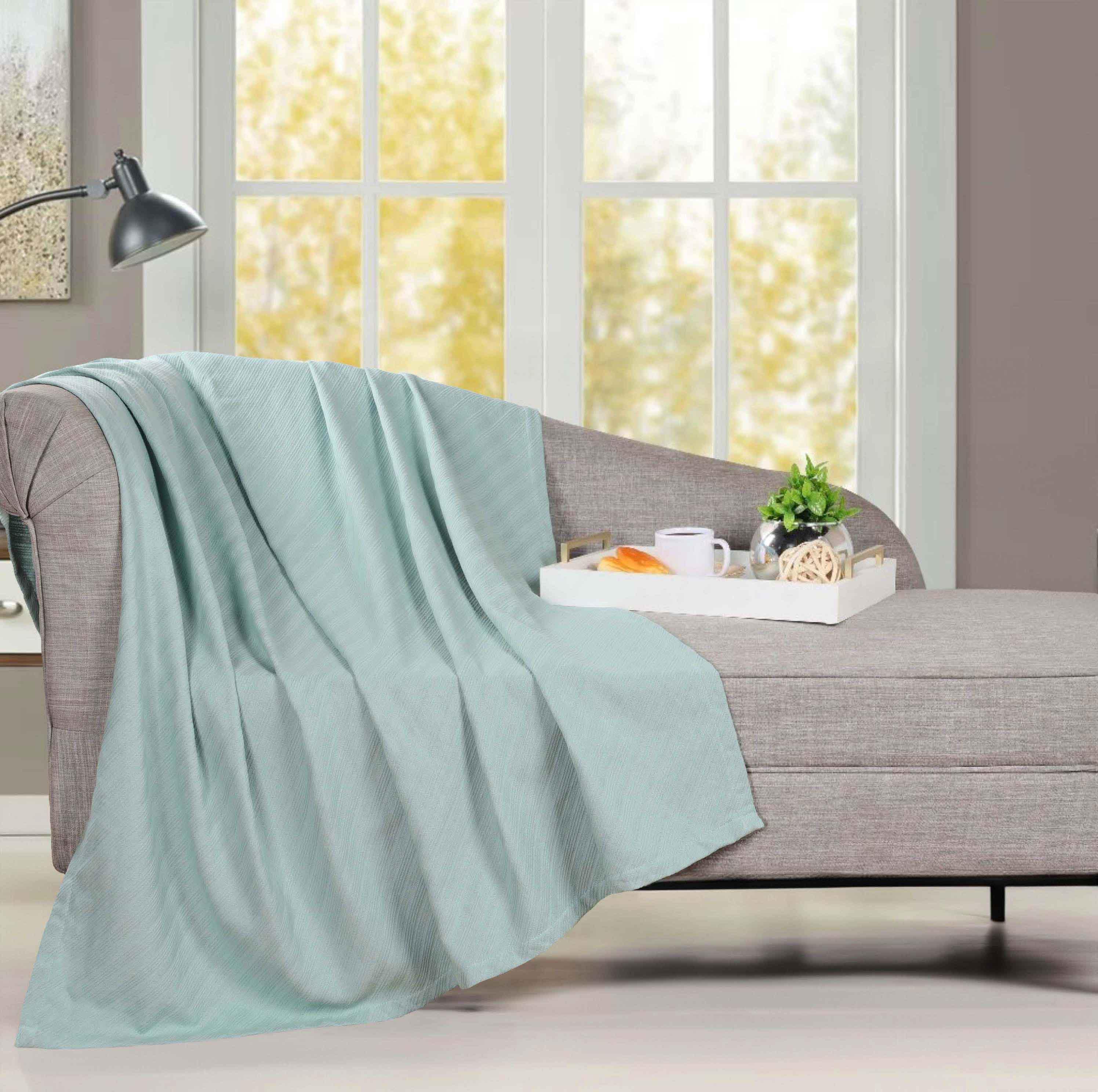 Milan Cotton Textured Jacquard Striped Lightweight Woven Blanket - Blanket by Superior Brand