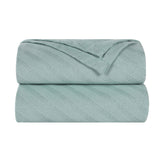 Milan Cotton Textured Jacquard Striped Lightweight Woven Blanket - Blanket by Superior Brand