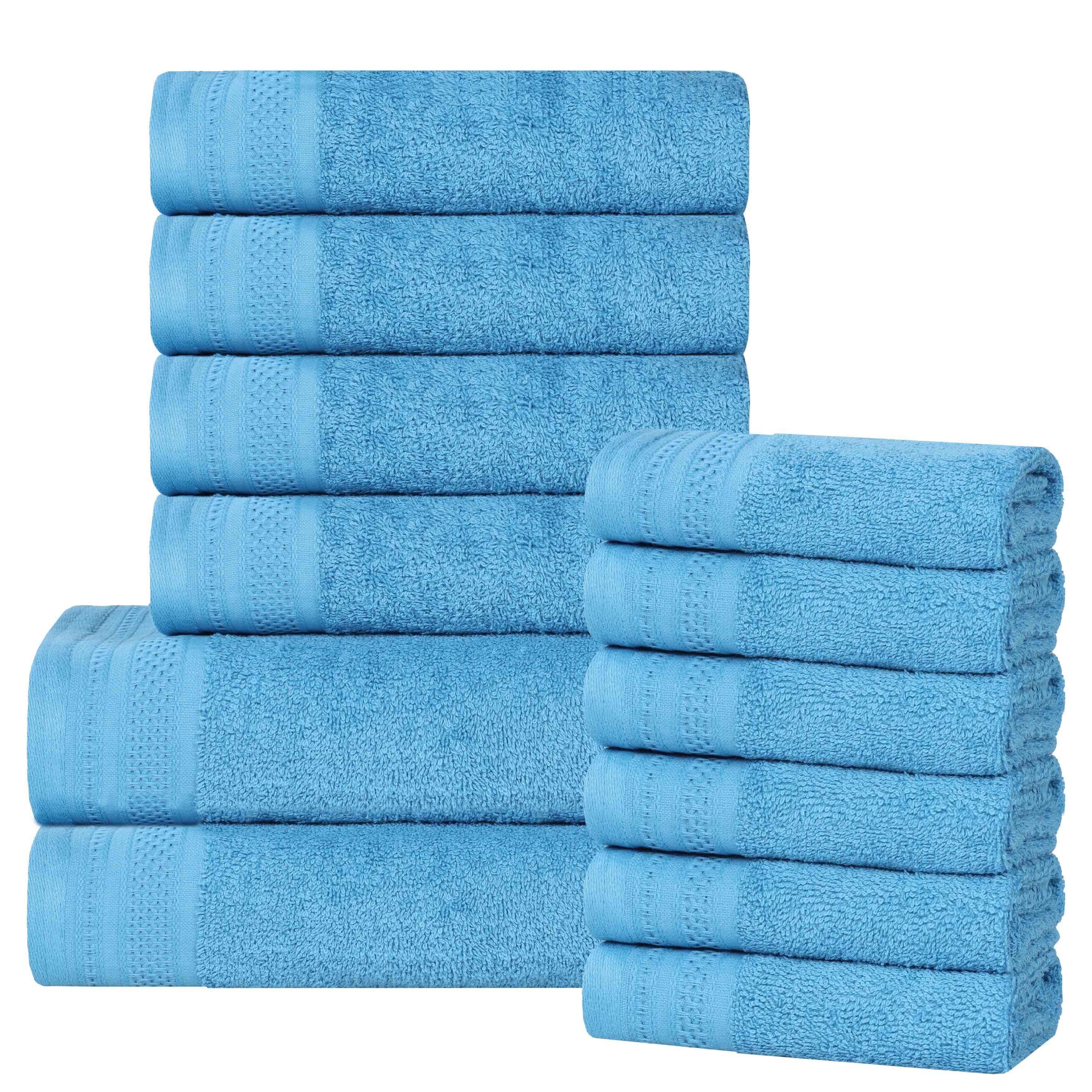 Cotton Waffle Border Towel Set 12-Piece - Honeycomb - Towel Set by Superior Brand