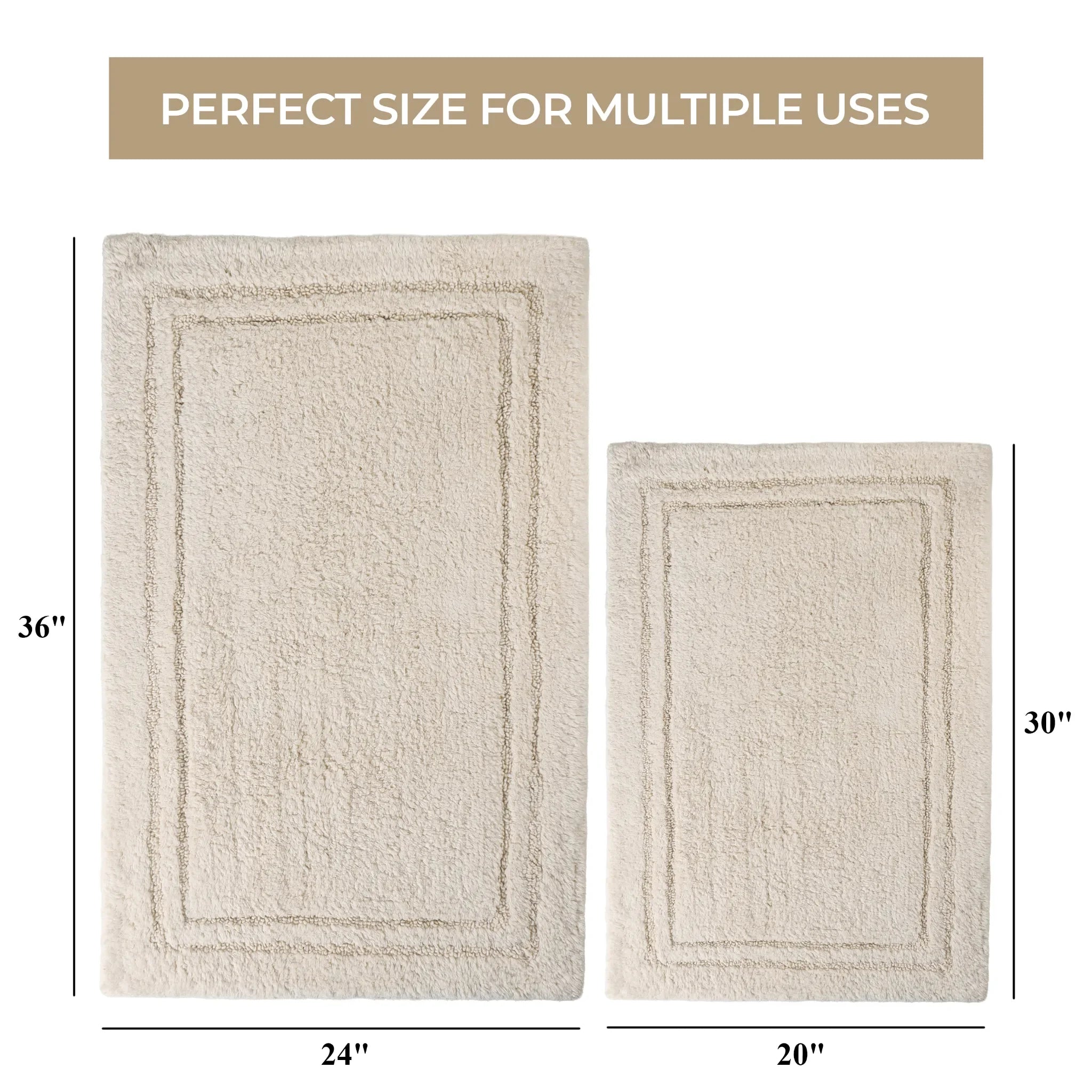 Cotton Solid Non-Skid Washable 2 Piece Bathroom Rug Set - Bath Rugs by Superior Brand