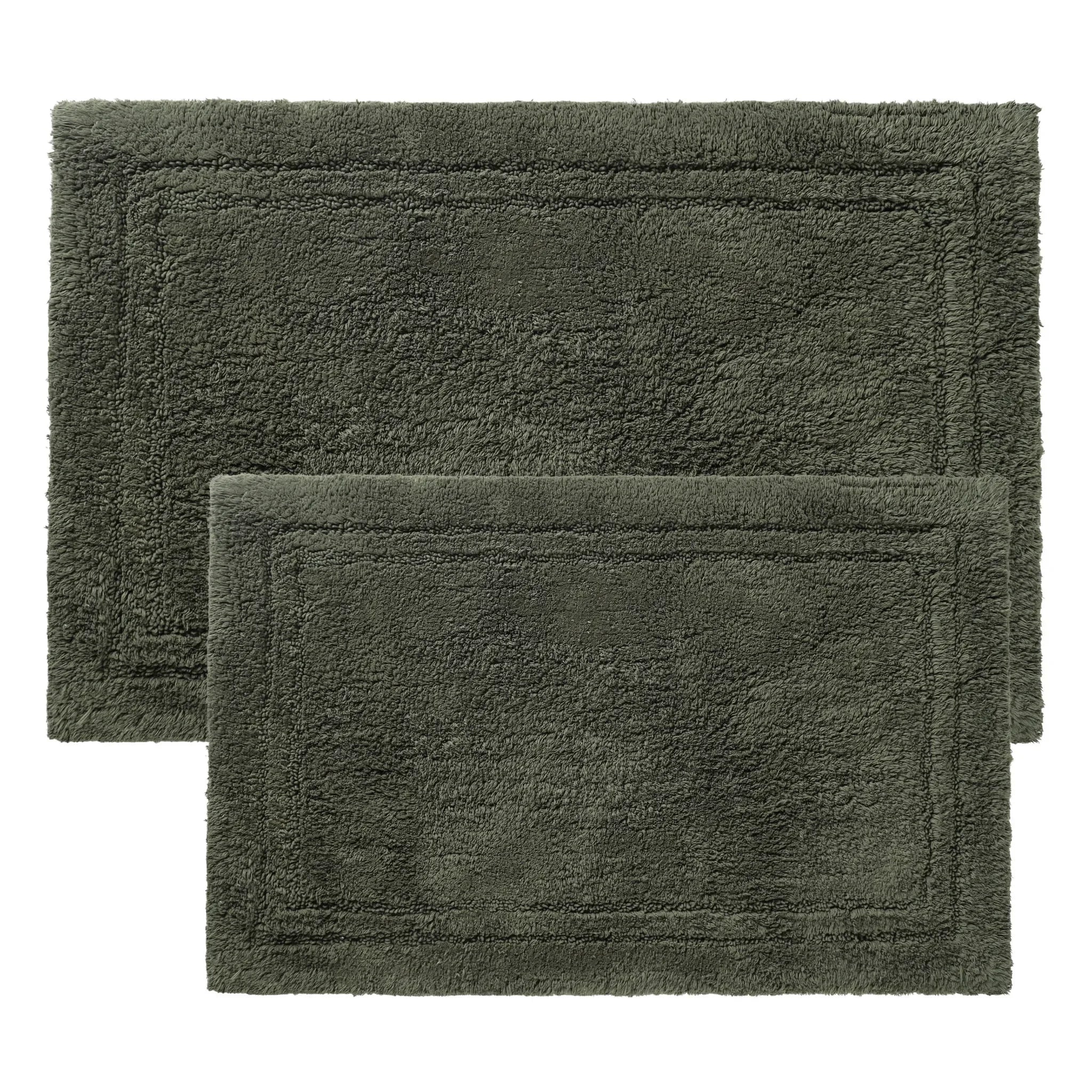 Cotton Solid Non-Skid Washable 2 Piece Bathroom Rug Set - Bath Rugs by Superior Brand