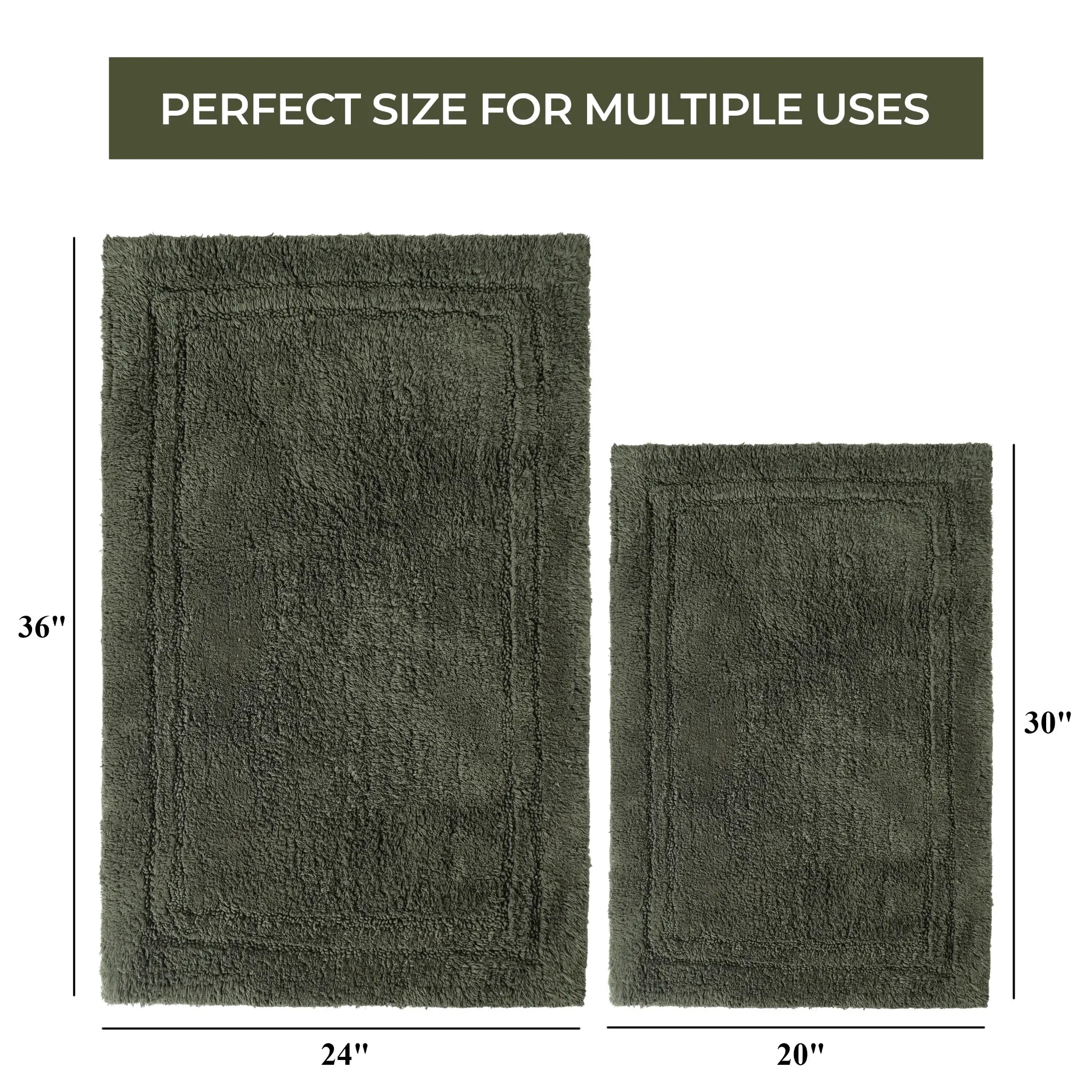 Cotton Solid Non-Skid Washable 2 Piece Bathroom Rug Set - Bath Rugs by Superior Brand