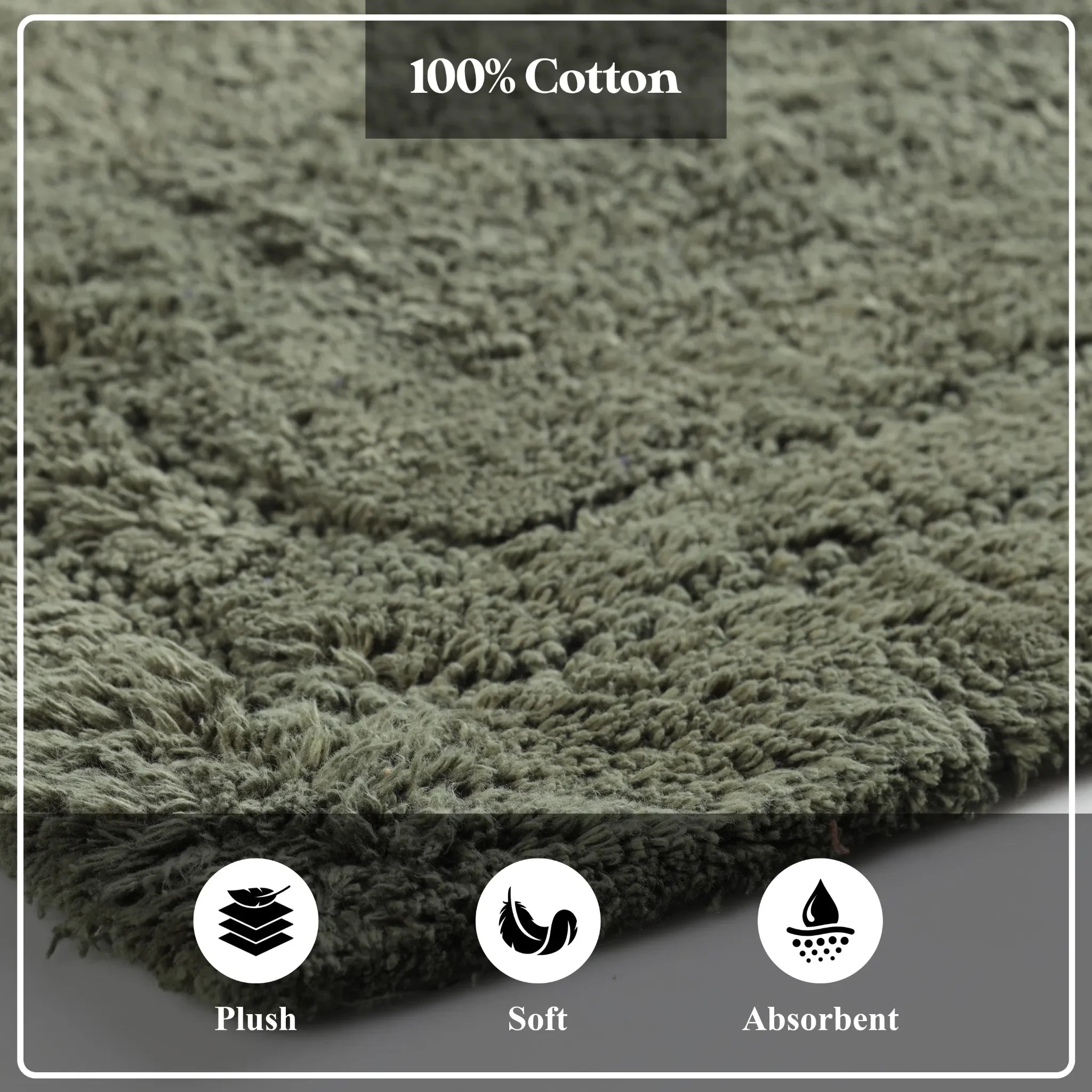 Cotton Solid Non-Skid Washable 2 Piece Bathroom Rug Set - Bath Rugs by Superior Brand