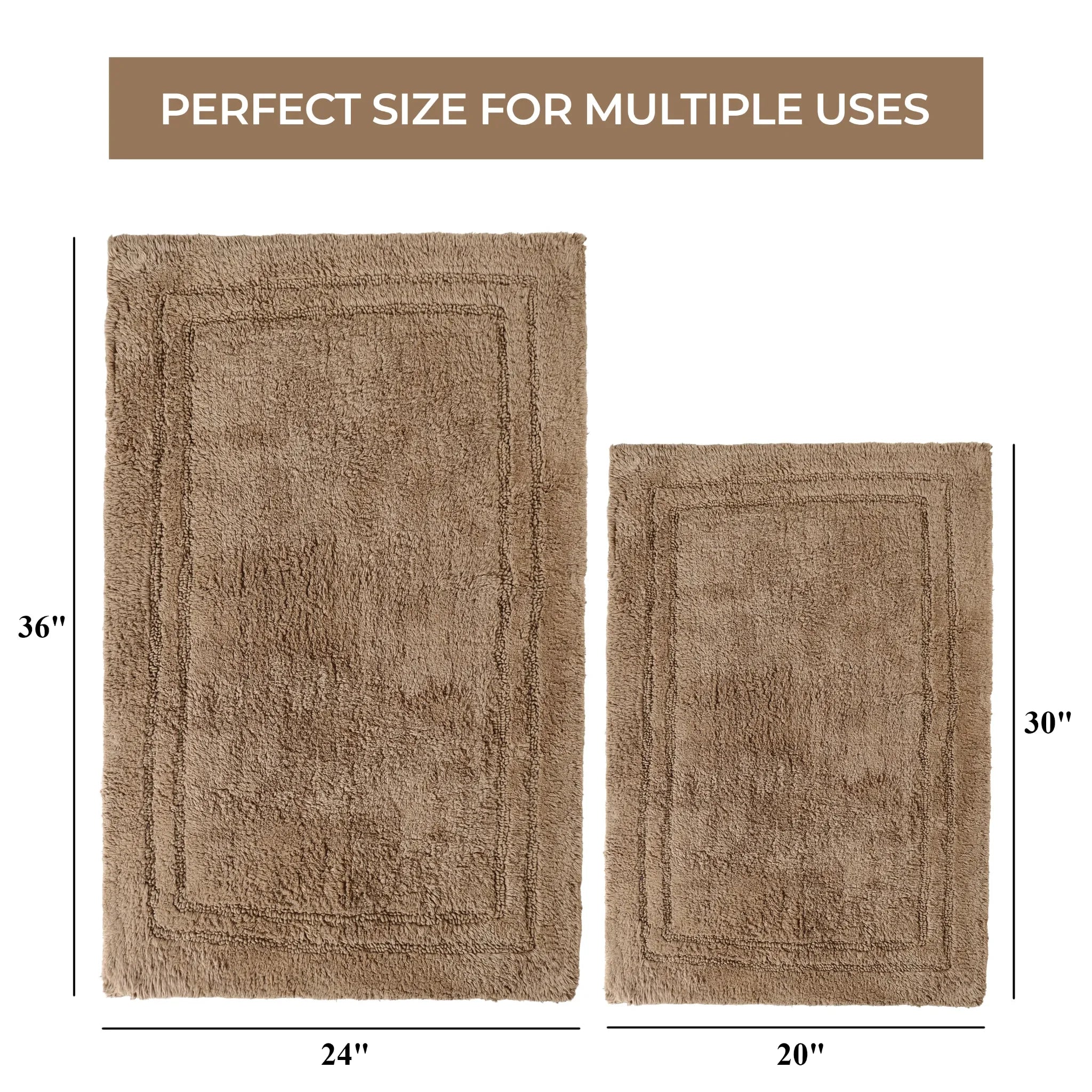 Cotton Solid Non-Skid Washable 2 Piece Bathroom Rug Set - Bath Rugs by Superior Brand