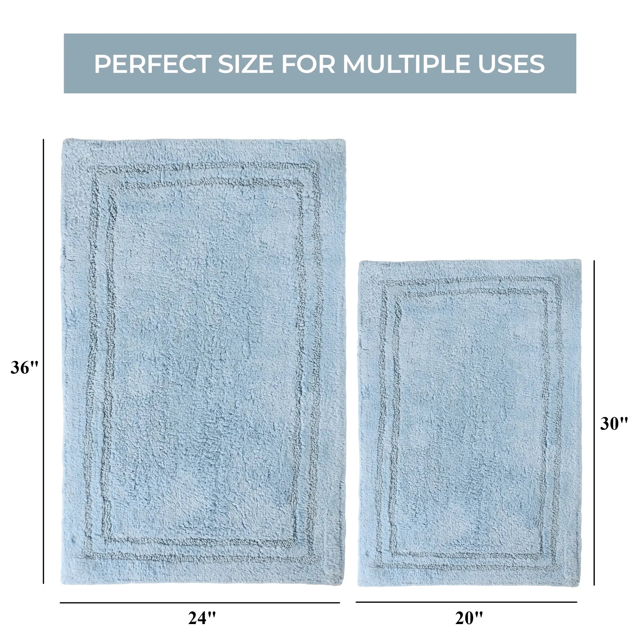 Cotton Solid Non-Skid Washable 2 Piece Bathroom Rug Set - Bath Rugs by Superior Brand