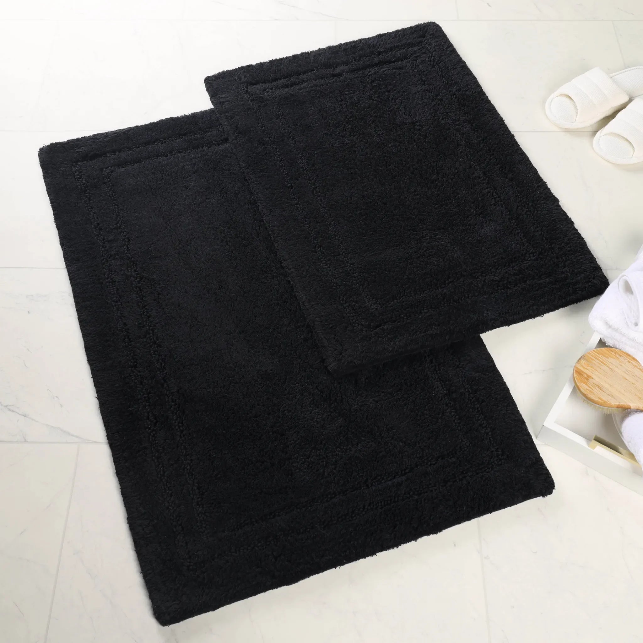 Cotton Solid Non-Skid Washable 2 Piece Bathroom Rug Set - Bath Rugs by Superior Brand