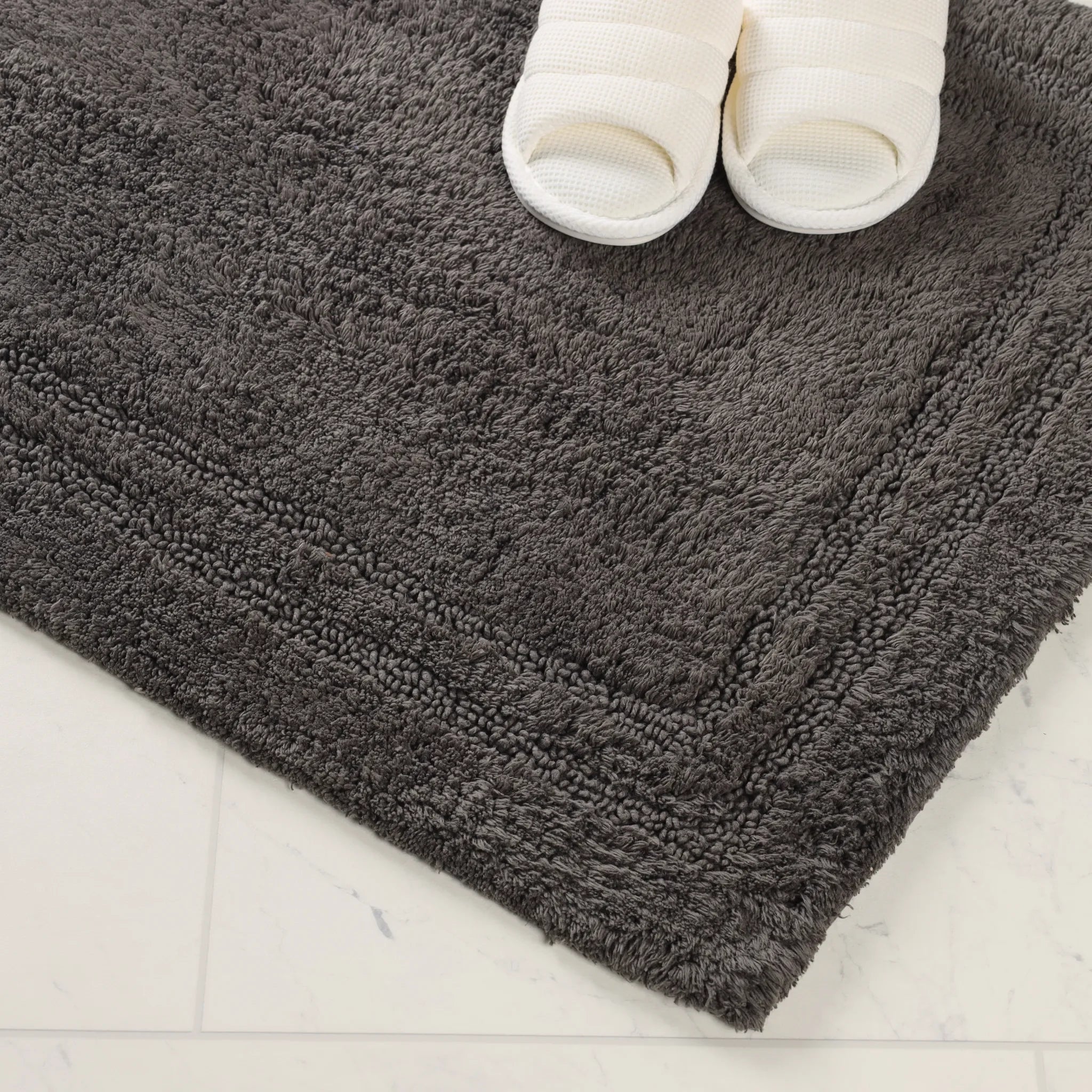 Cotton Solid Non-Skid Washable 2 Piece Bathroom Rug Set - Bath Rugs by Superior Brand