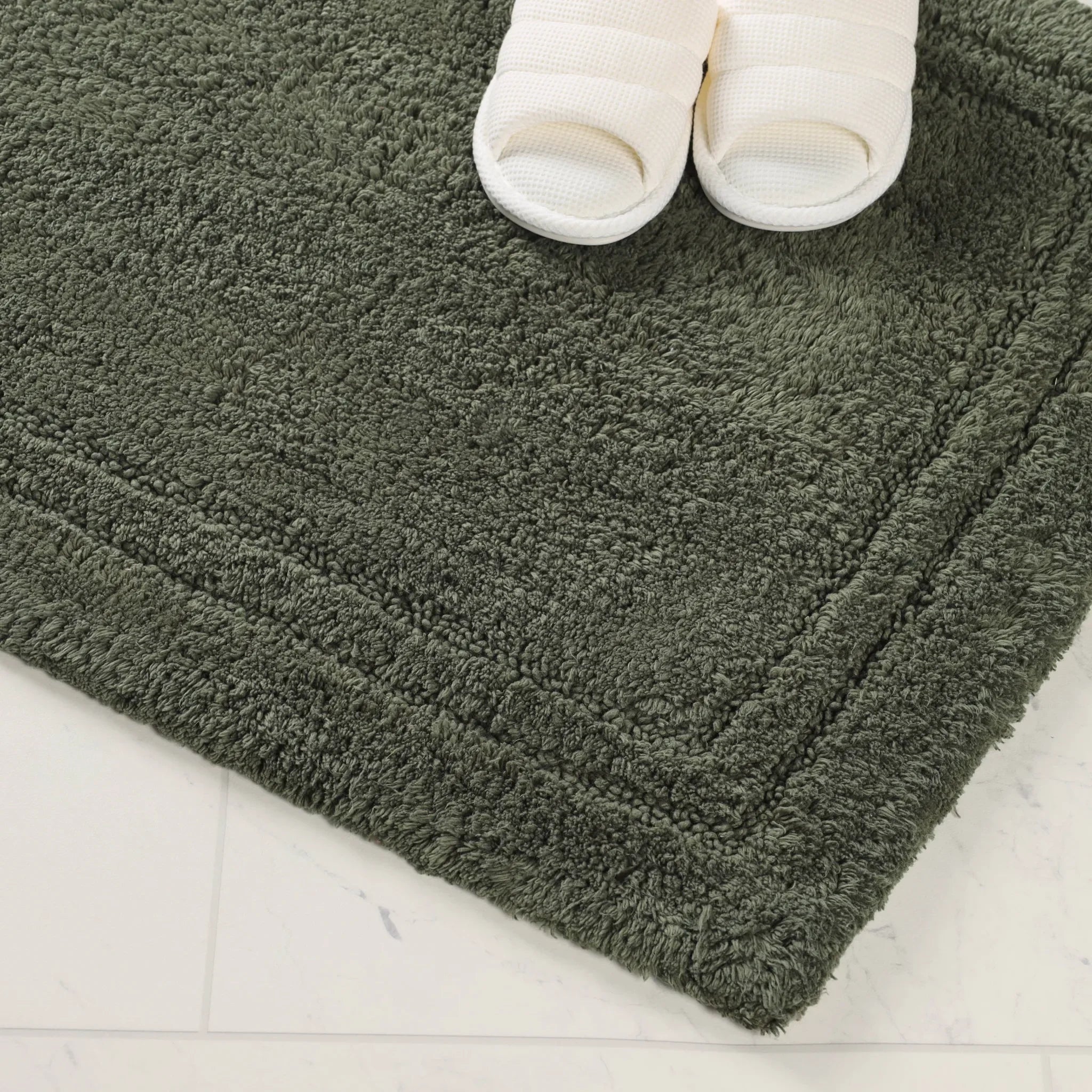 Cotton Solid Non-Skid Washable 2 Piece Bathroom Rug Set - Bath Rugs by Superior Brand