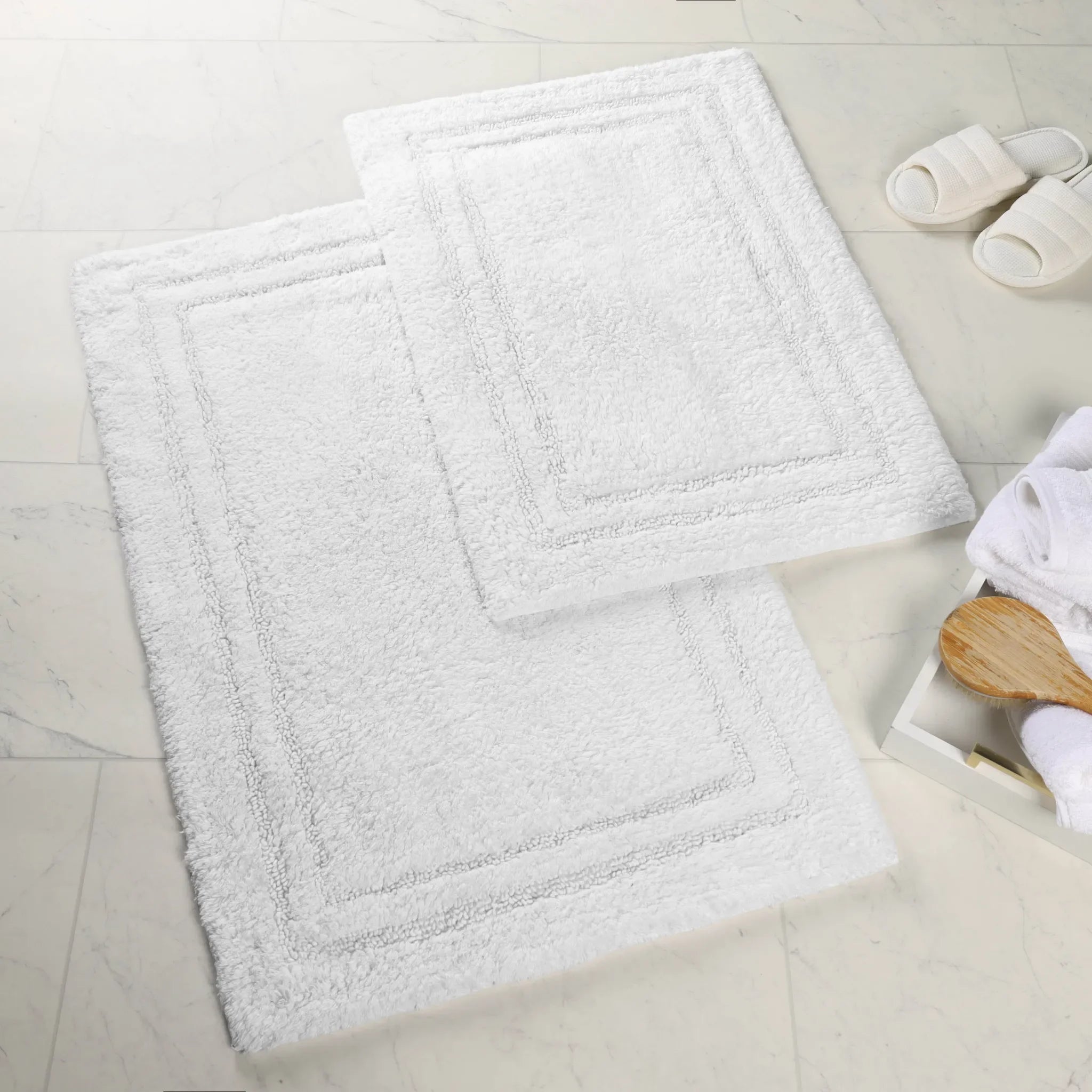 Cotton Solid Non-Skid Washable 2 Piece Bathroom Rug Set - Bath Rugs by Superior Brand