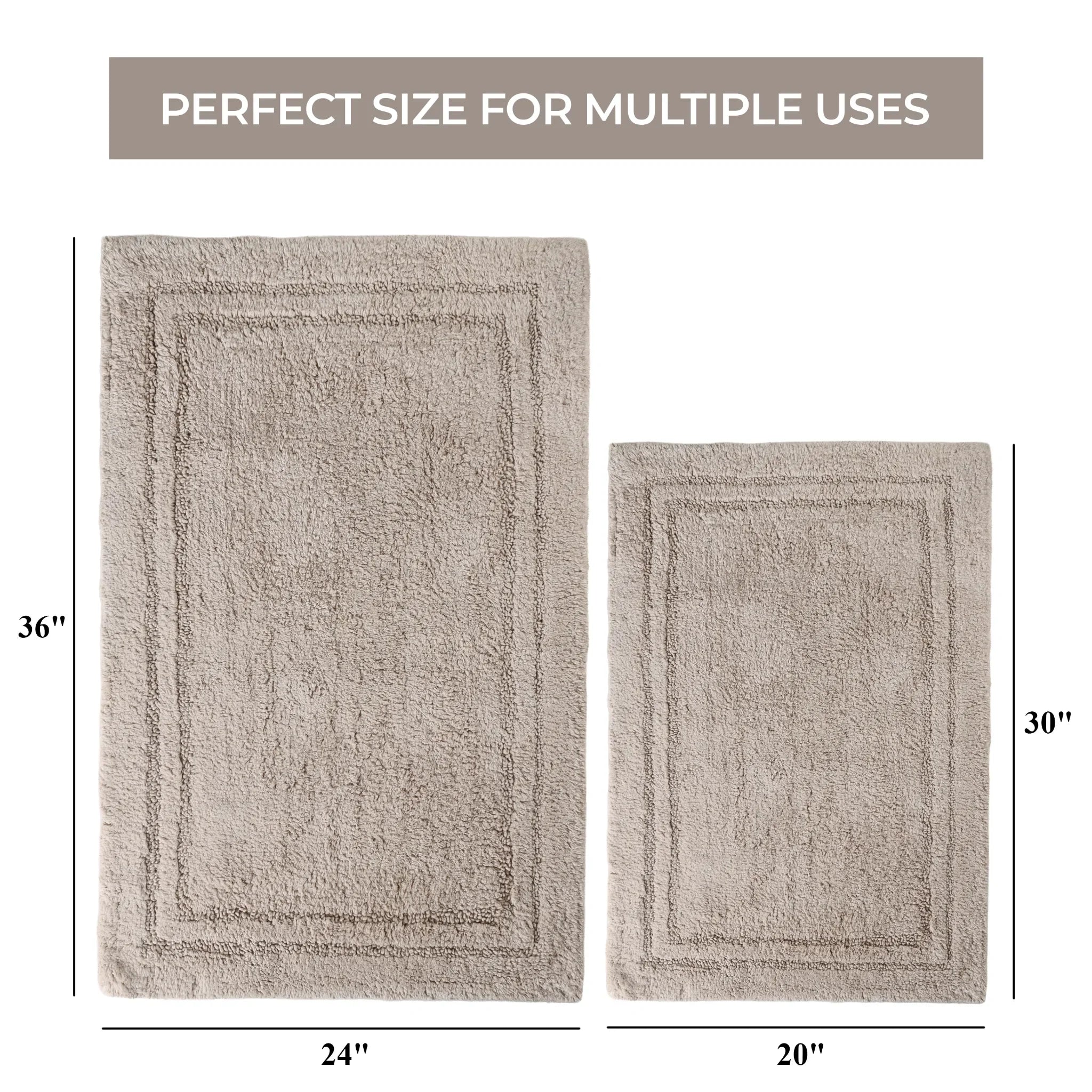 Cotton Solid Non-Skid Washable 2 Piece Bathroom Rug Set - Bath Rugs by Superior Brand