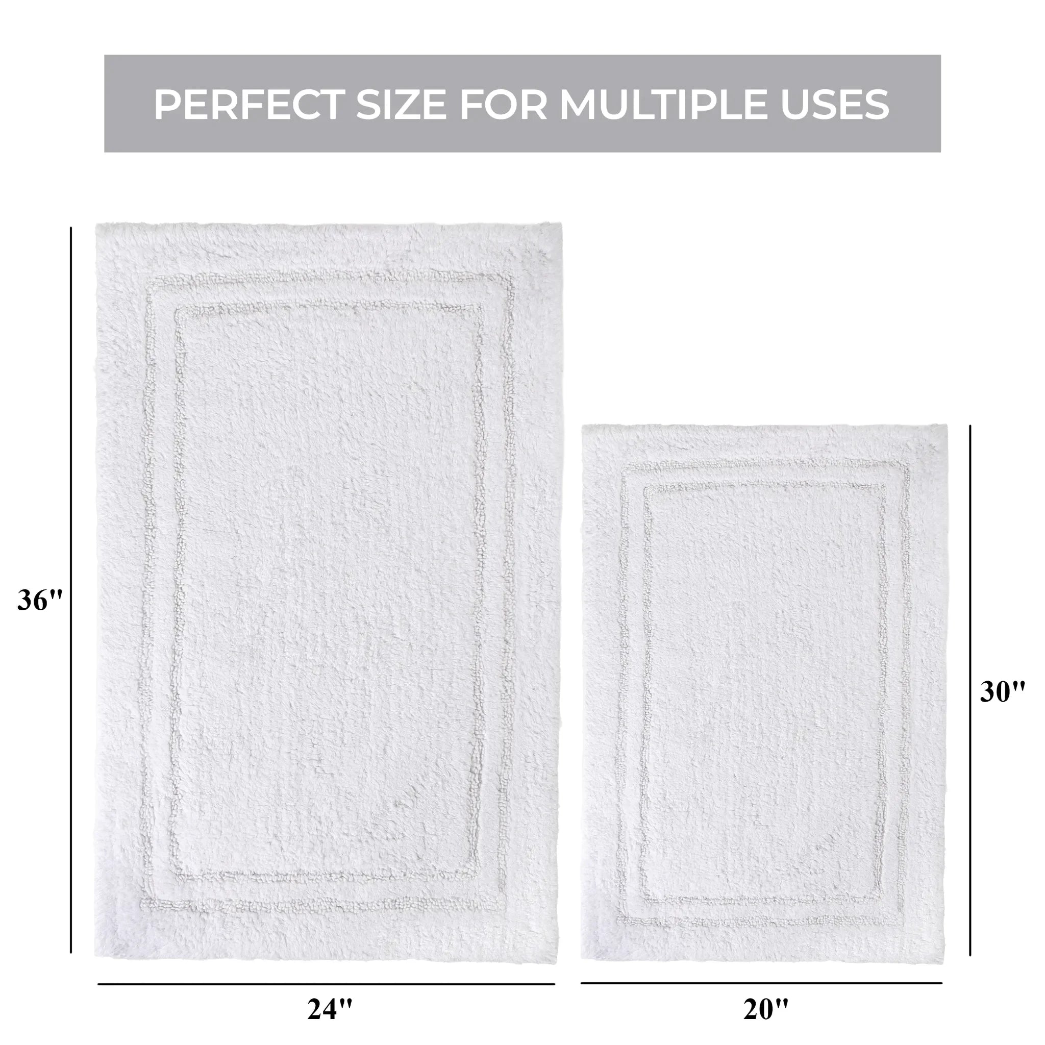 Cotton Solid Non-Skid Washable 2 Piece Bathroom Rug Set - Bath Rugs by Superior Brand