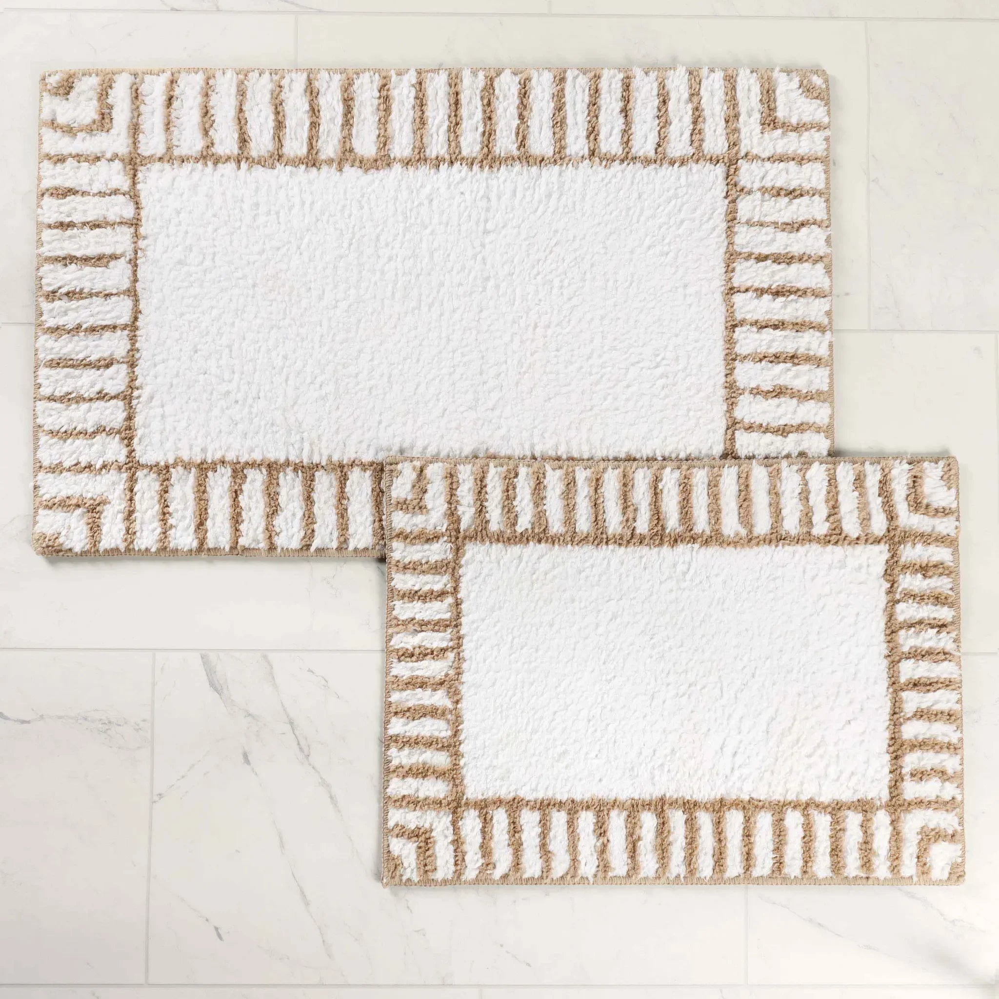 Inaya Modern Striped Tufted Shag Machine Washable Bath Rugs, Set of 2 - Bath Rugs by Superior Brand