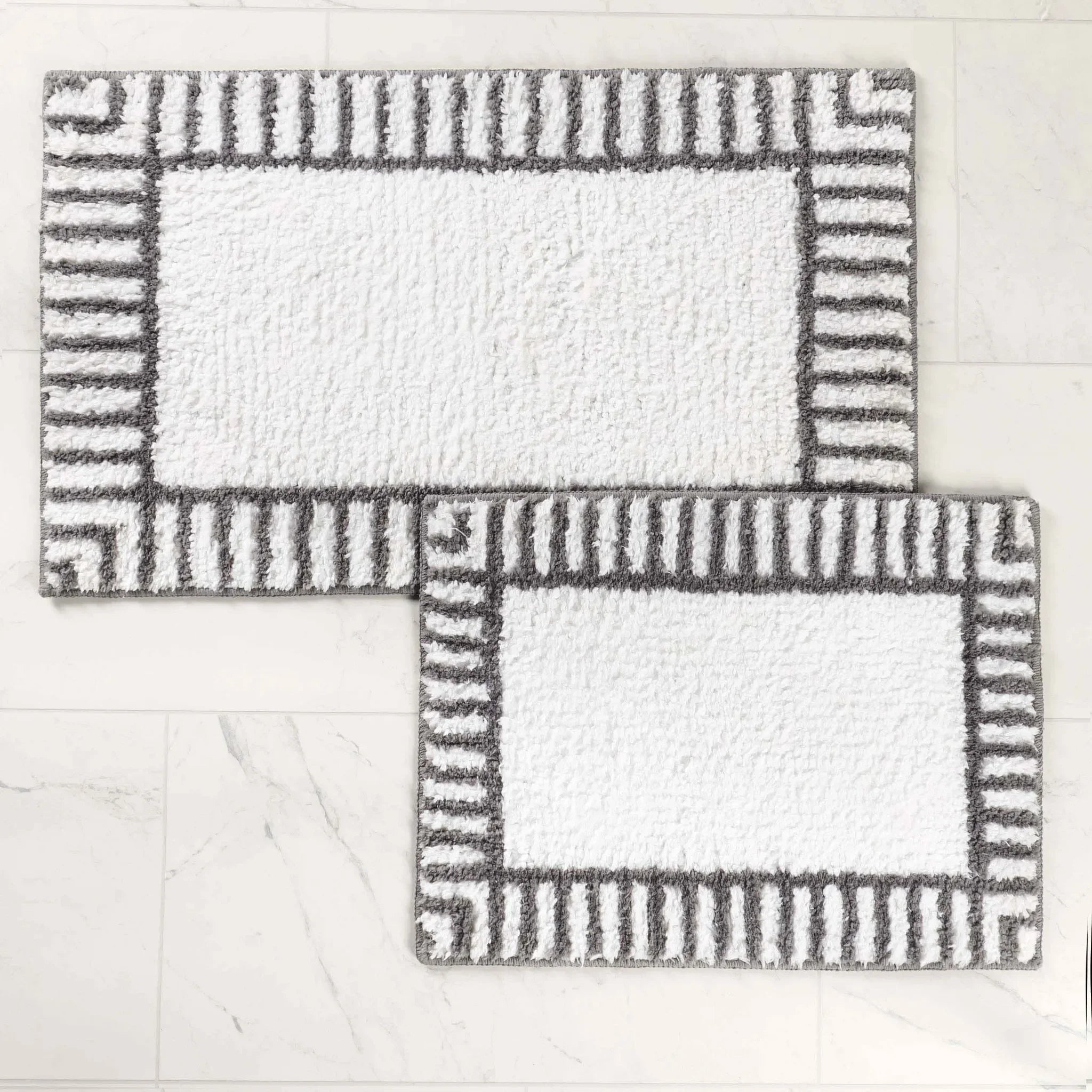 Inaya Modern Striped Tufted Shag Machine Washable Bath Rugs, Set of 2 - Bath Rugs by Superior Brand