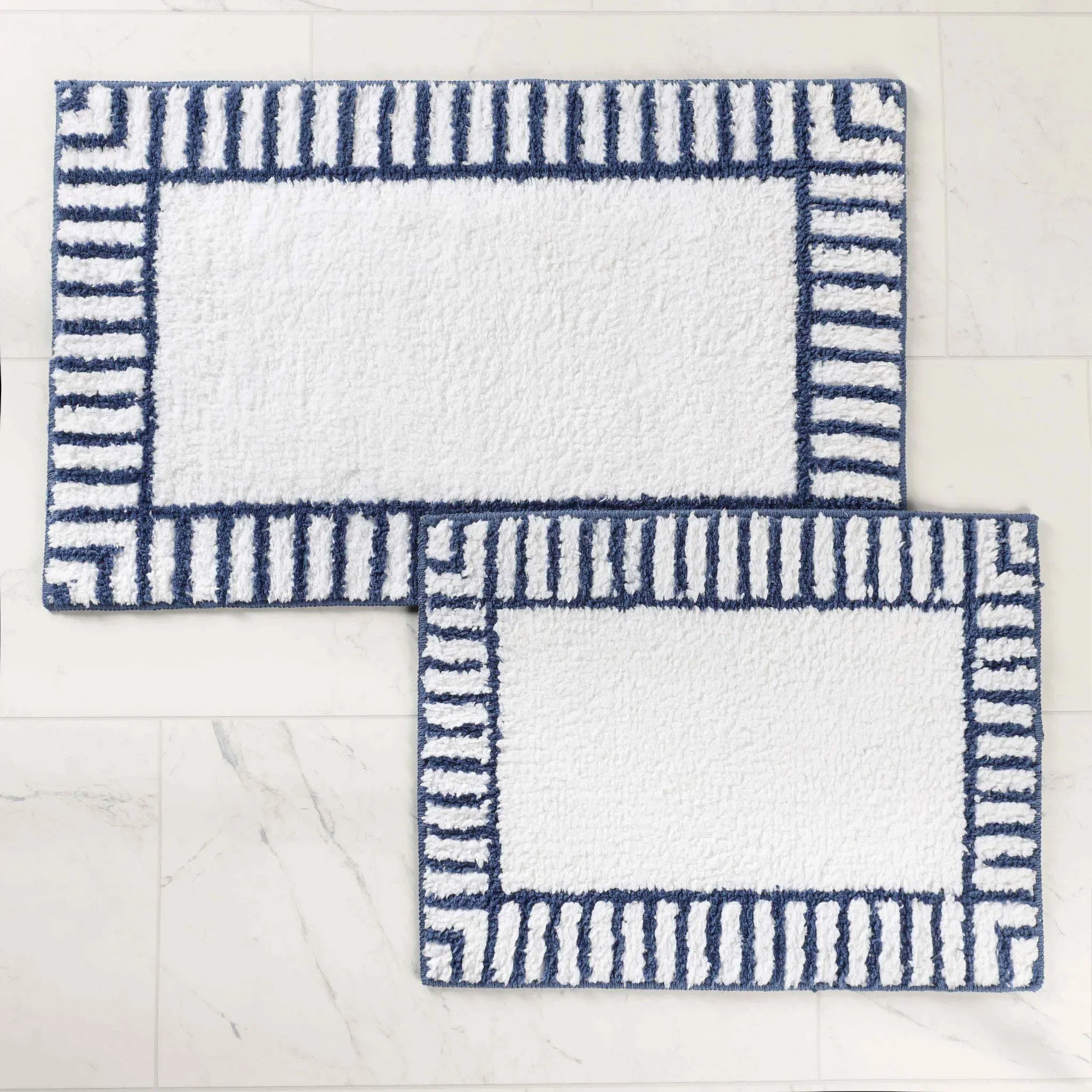 Inaya Modern Striped Tufted Shag Machine Washable Bath Rugs, Set of 2 - Bath Rugs by Superior Brand