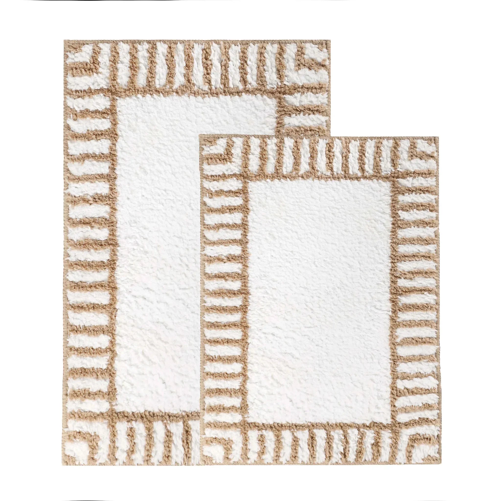 Inaya Modern Striped Tufted Shag Machine Washable Bath Rugs, Set of 2 - Bath Rugs by Superior Brand