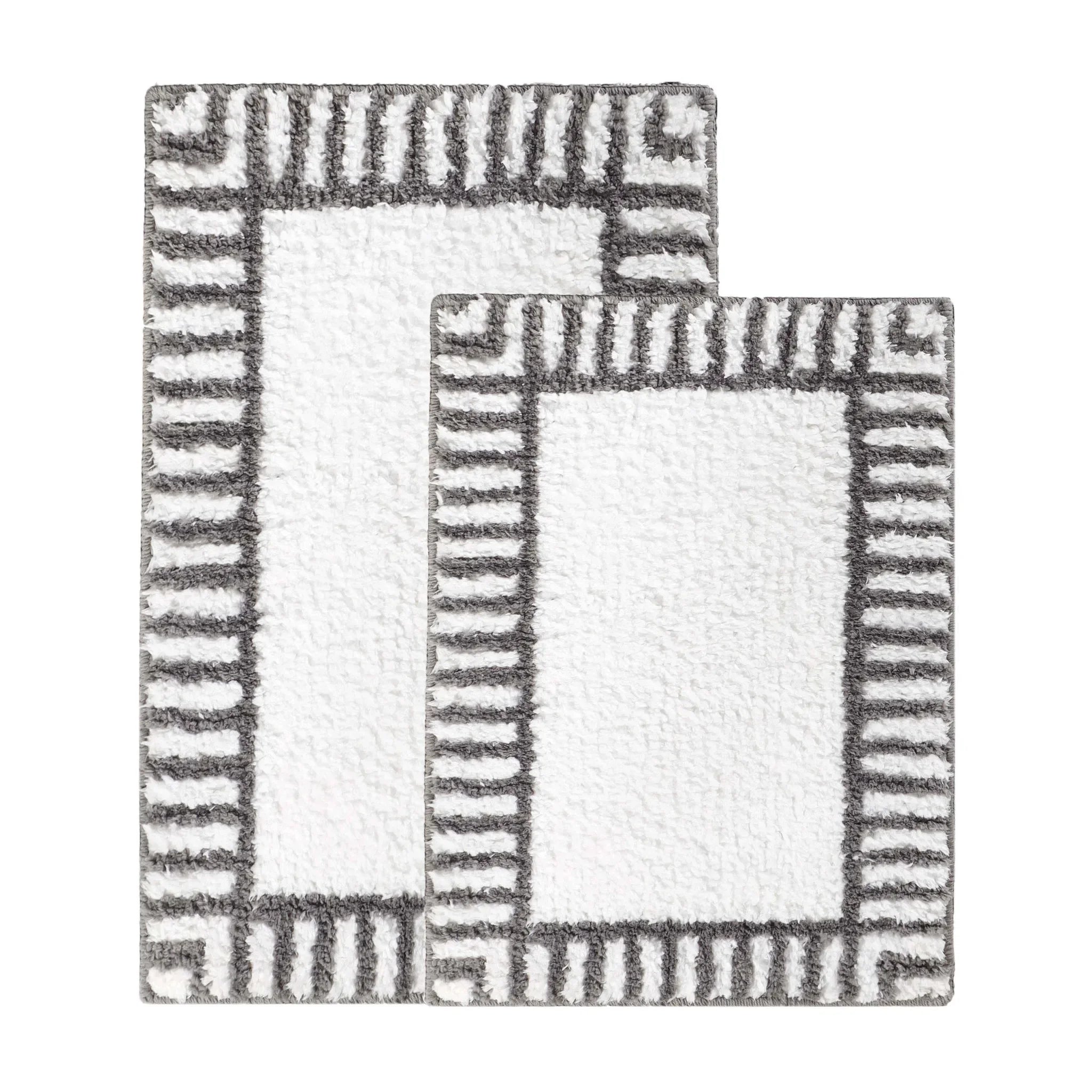 Inaya Modern Striped Tufted Shag Machine Washable Bath Rugs, Set of 2 - Bath Rugs by Superior Brand