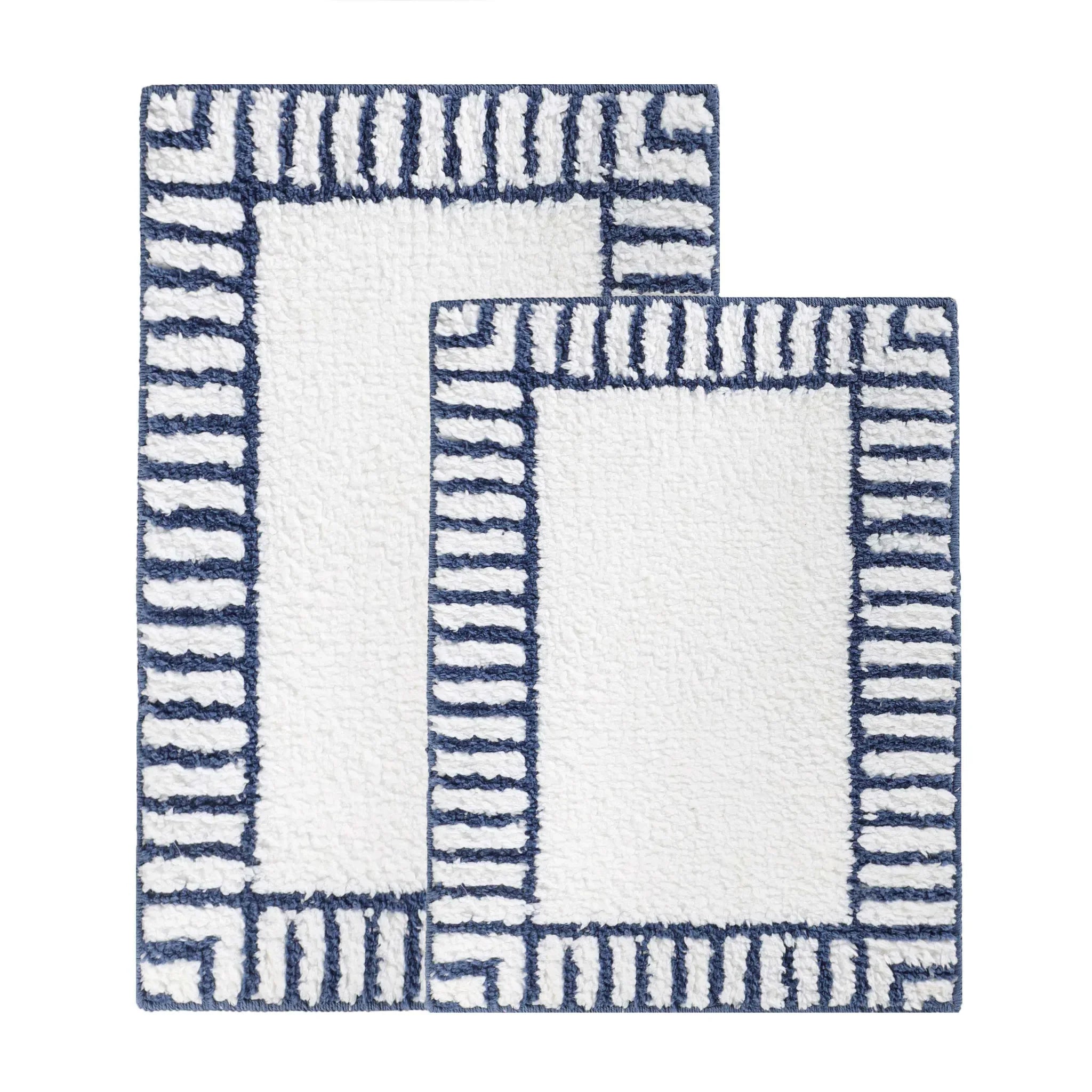 Inaya Modern Striped Tufted Shag Machine Washable Bath Rugs, Set of 2 - Bath Rugs by Superior Brand