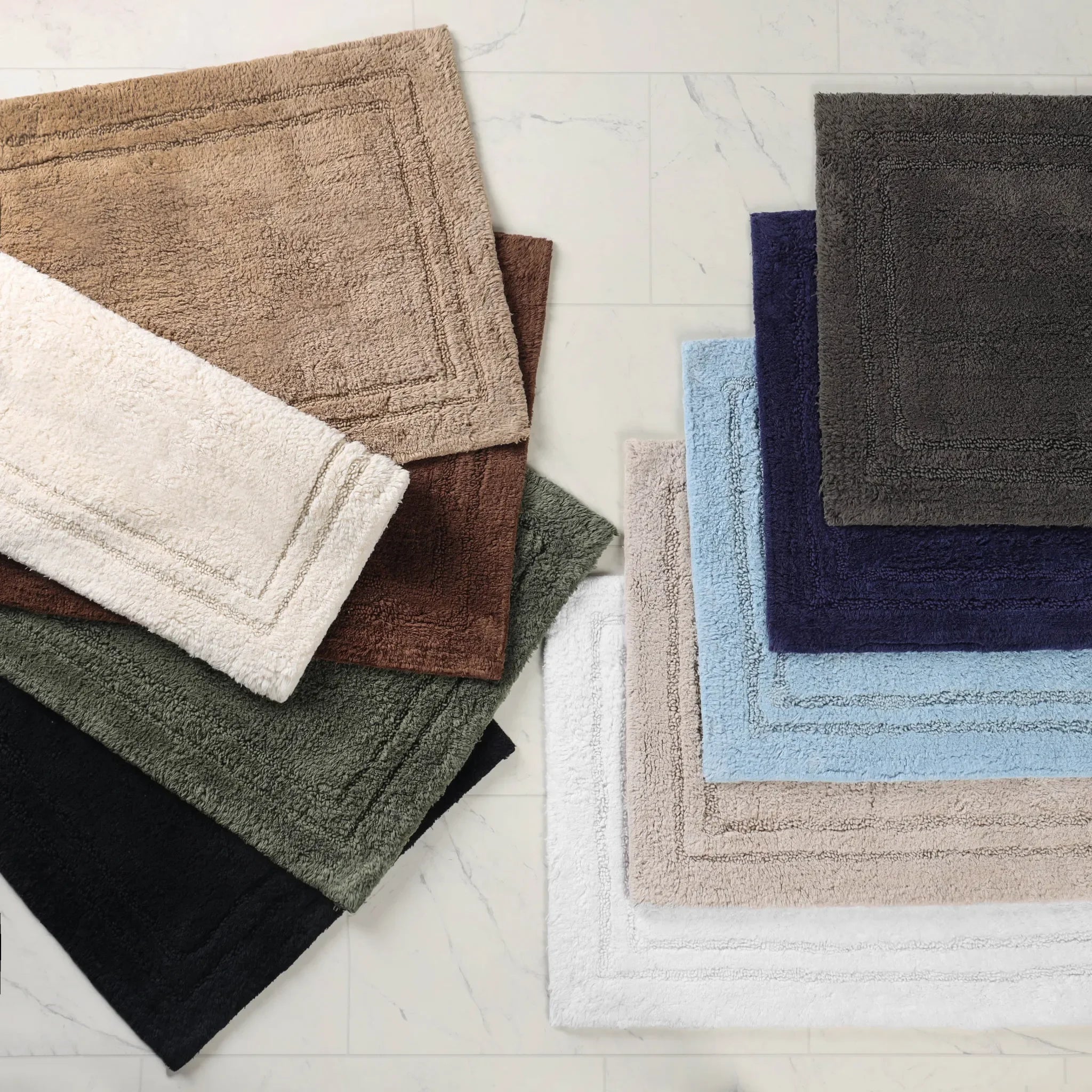 Cotton Solid Non-Skid Washable 2 Piece Bathroom Rug Set - Bath Rugs by Superior Brand