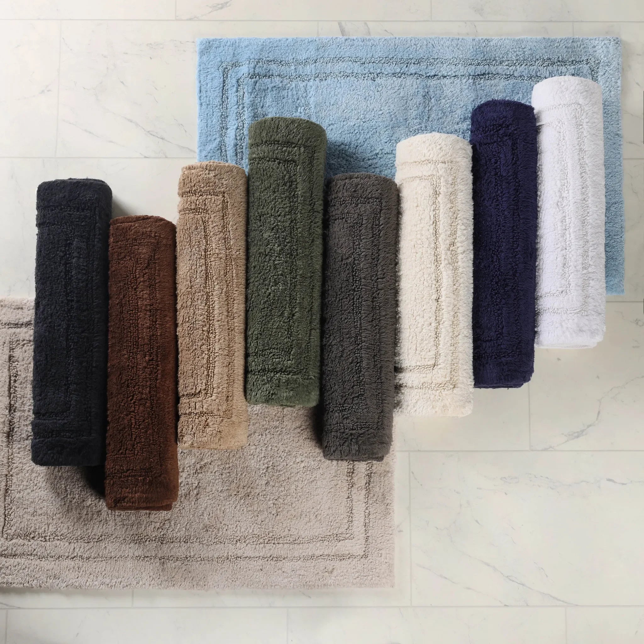 Cotton Solid Non-Skid Washable 2 Piece Bathroom Rug Set - Bath Rugs by Superior Brand