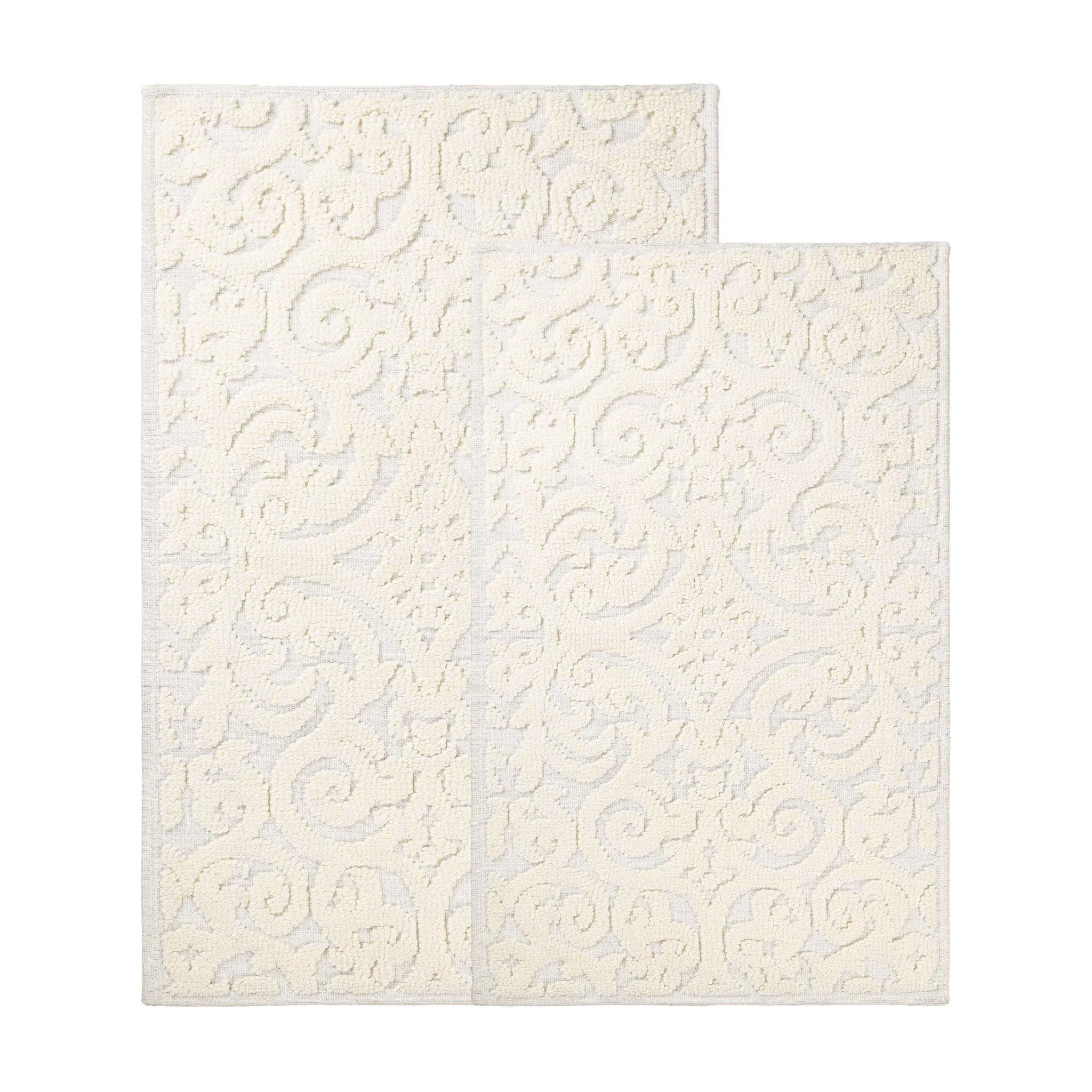 Venere Floral Scroll Textured Machine Washable Bath Rugs, Set of 2 - Bath Rugs by Superior Brand