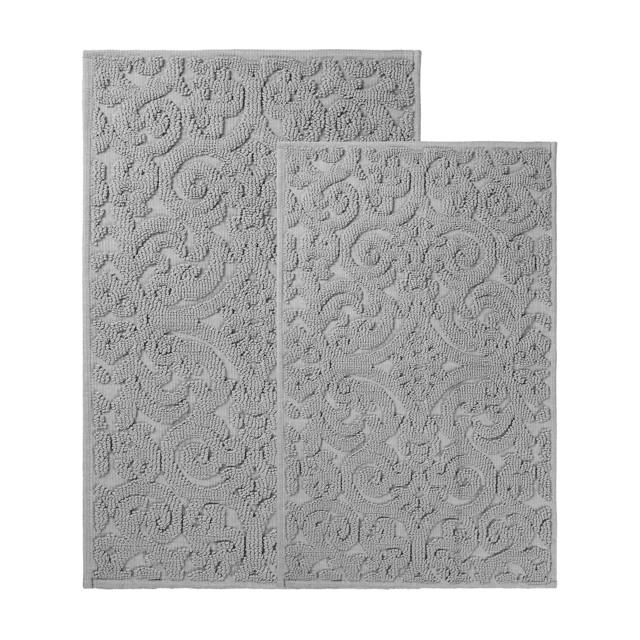 Venere Floral Scroll Textured Machine Washable Bath Rugs, Set of 2 - Bath Rugs by Superior Brand