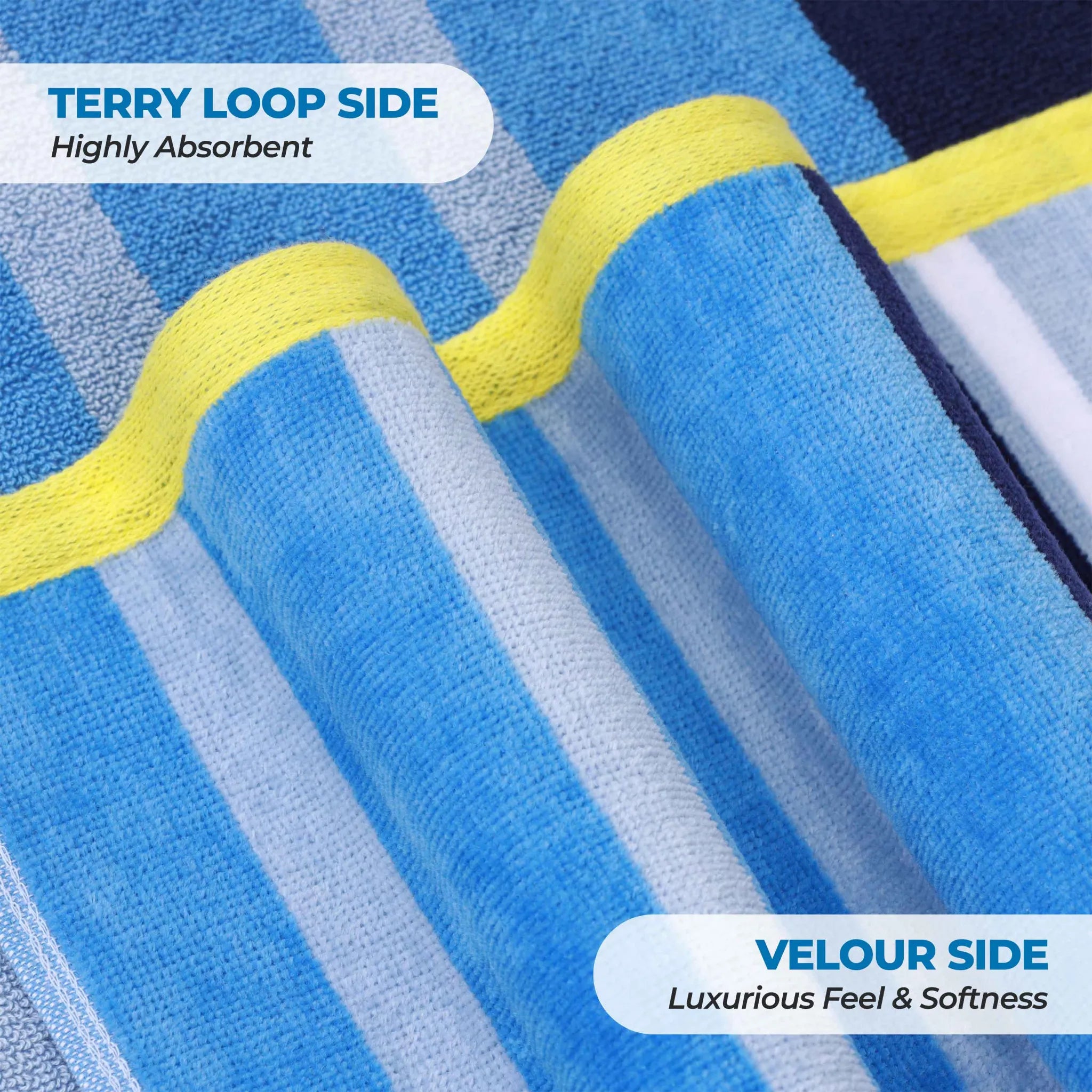 Mira Striped Cotton Velour Terry Large Oversized Beach Towel - Beach Towel by Superior Brand