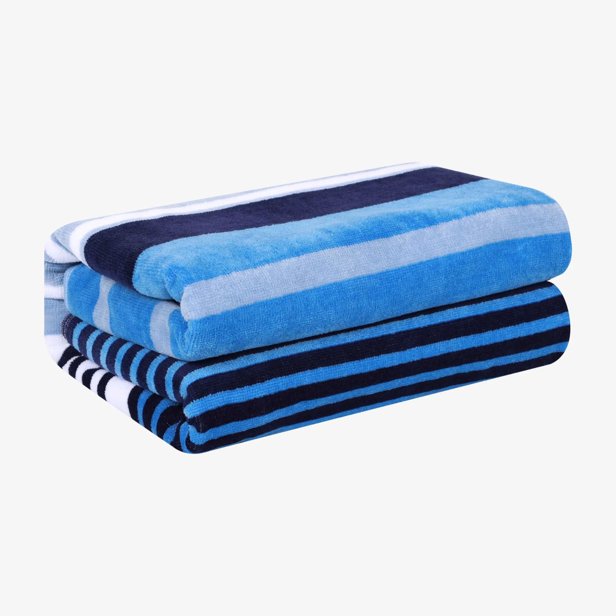 Mira Striped Cotton Velour Terry Large Oversized Beach Towel - Beach Towel by Superior Brand