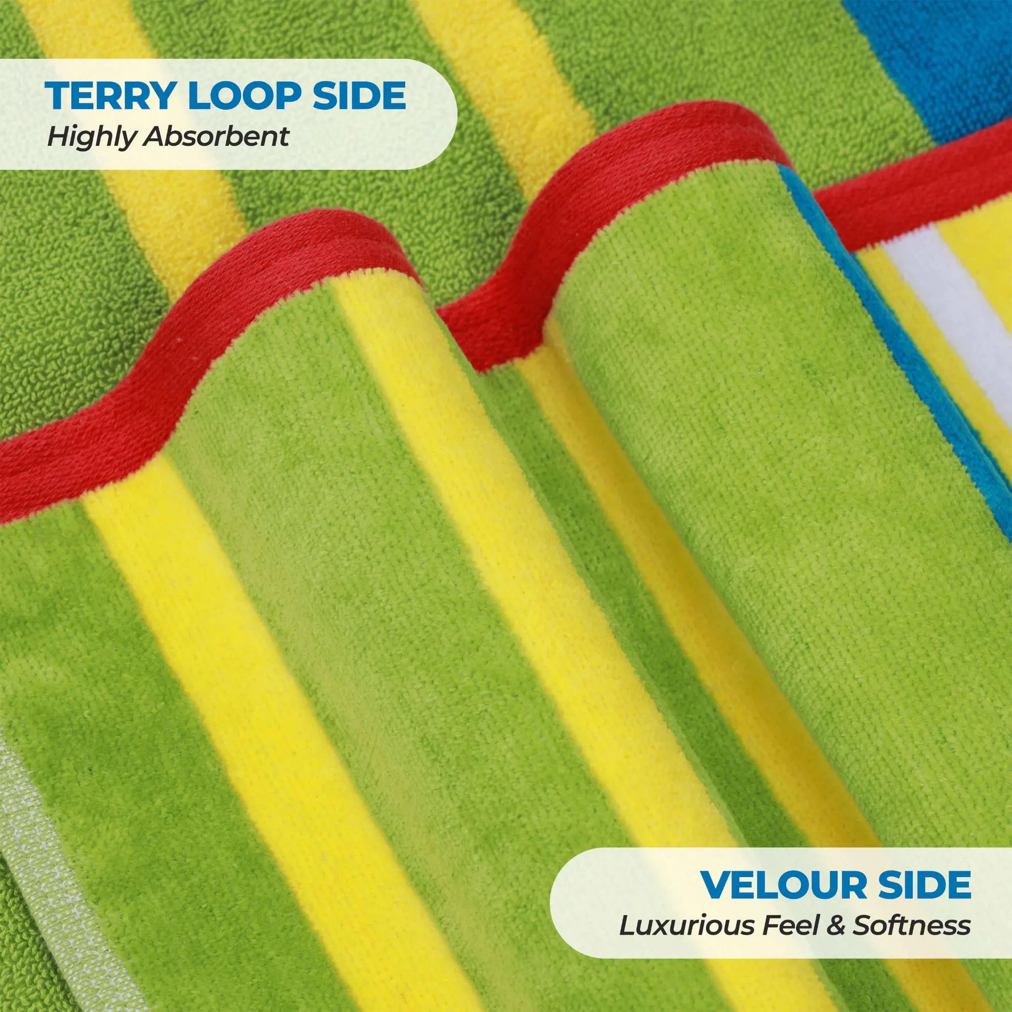 Mira Striped Cotton Velour Terry Large Oversized Beach Towel - Beach Towel by Superior Brand