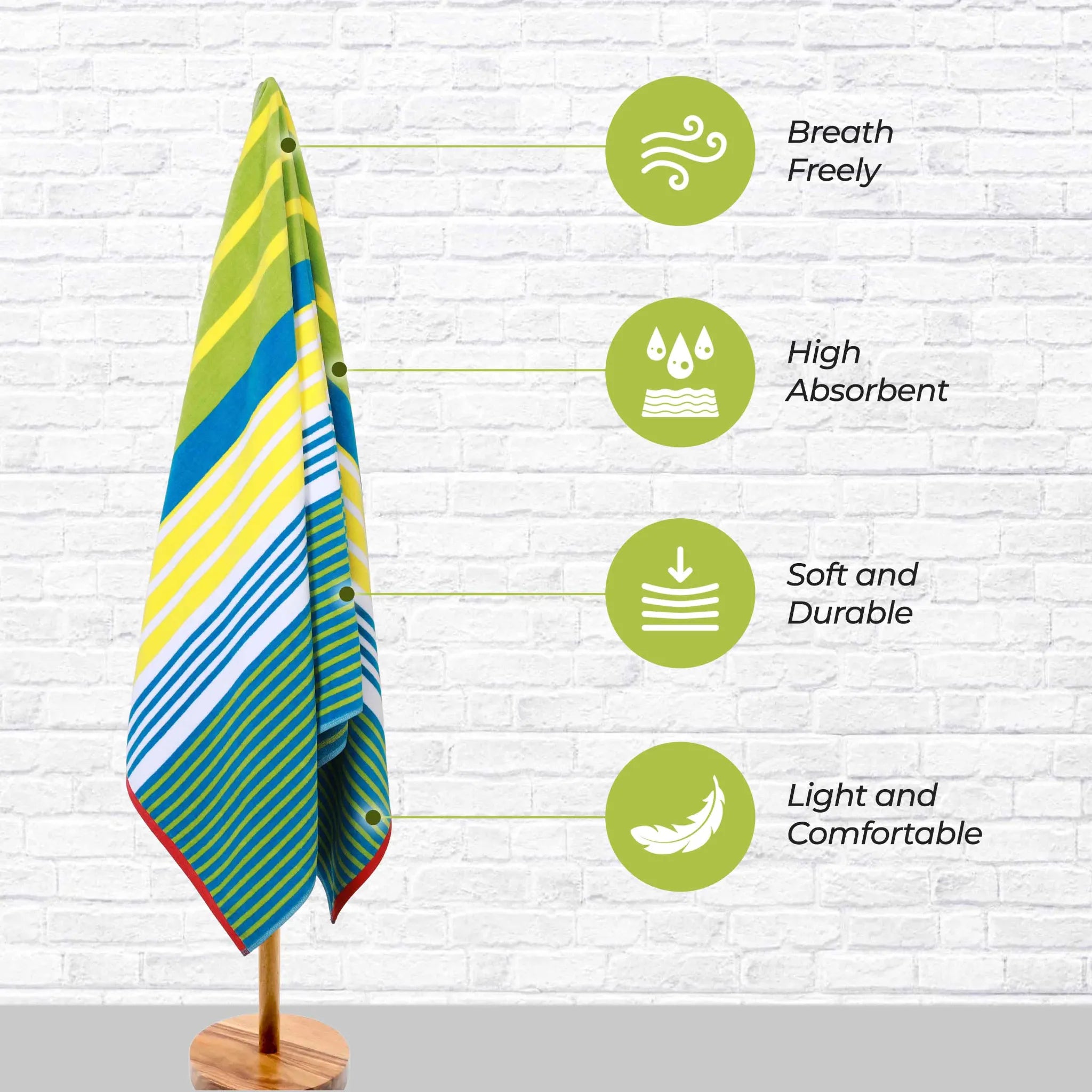 Mira Striped Cotton Velour Terry Large Oversized Beach Towel - Beach Towel by Superior Brand