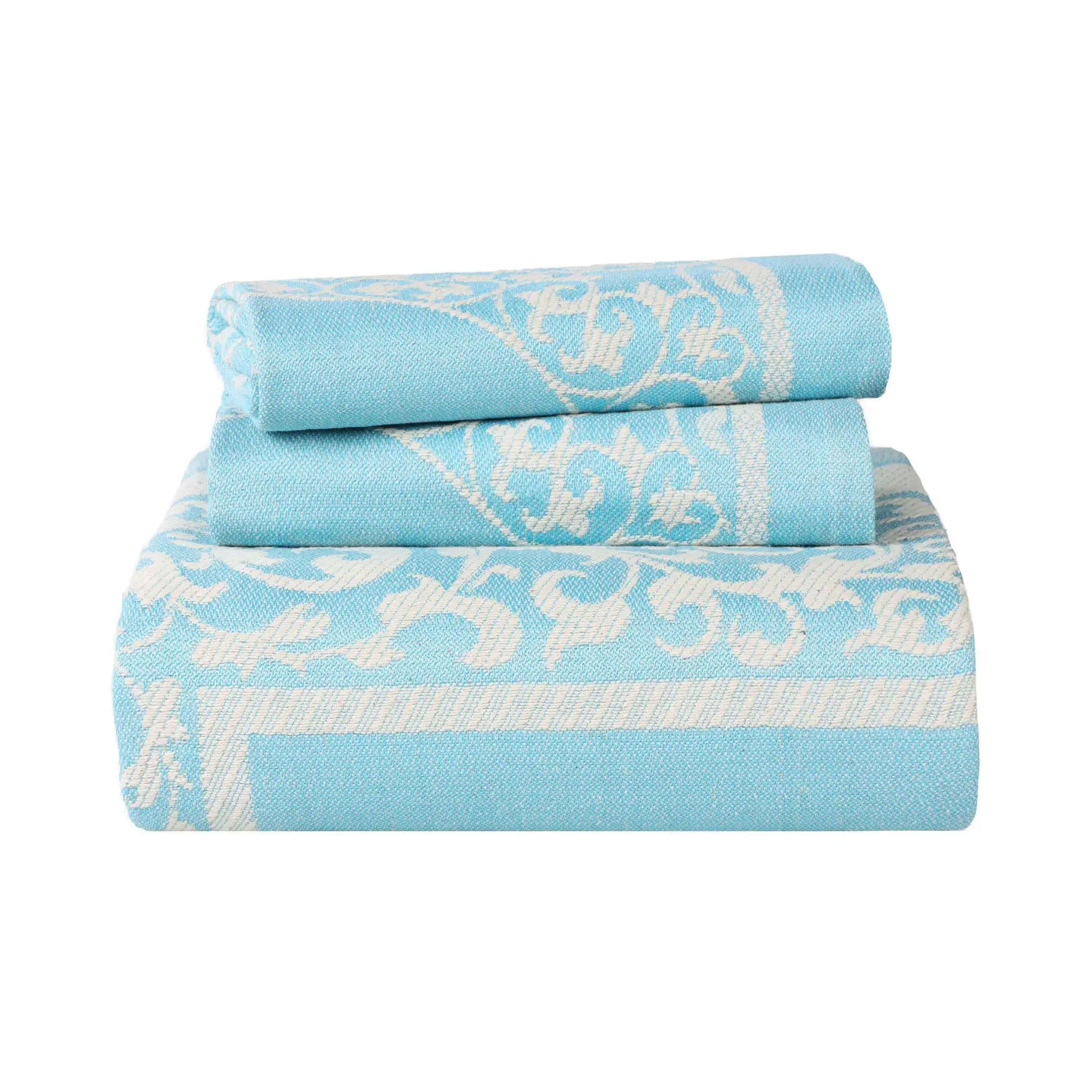Lightweight Cotton Bedspread Set 3-Piece Lyron Floral Scroll Jacquard - Bedspread by Superior Brand