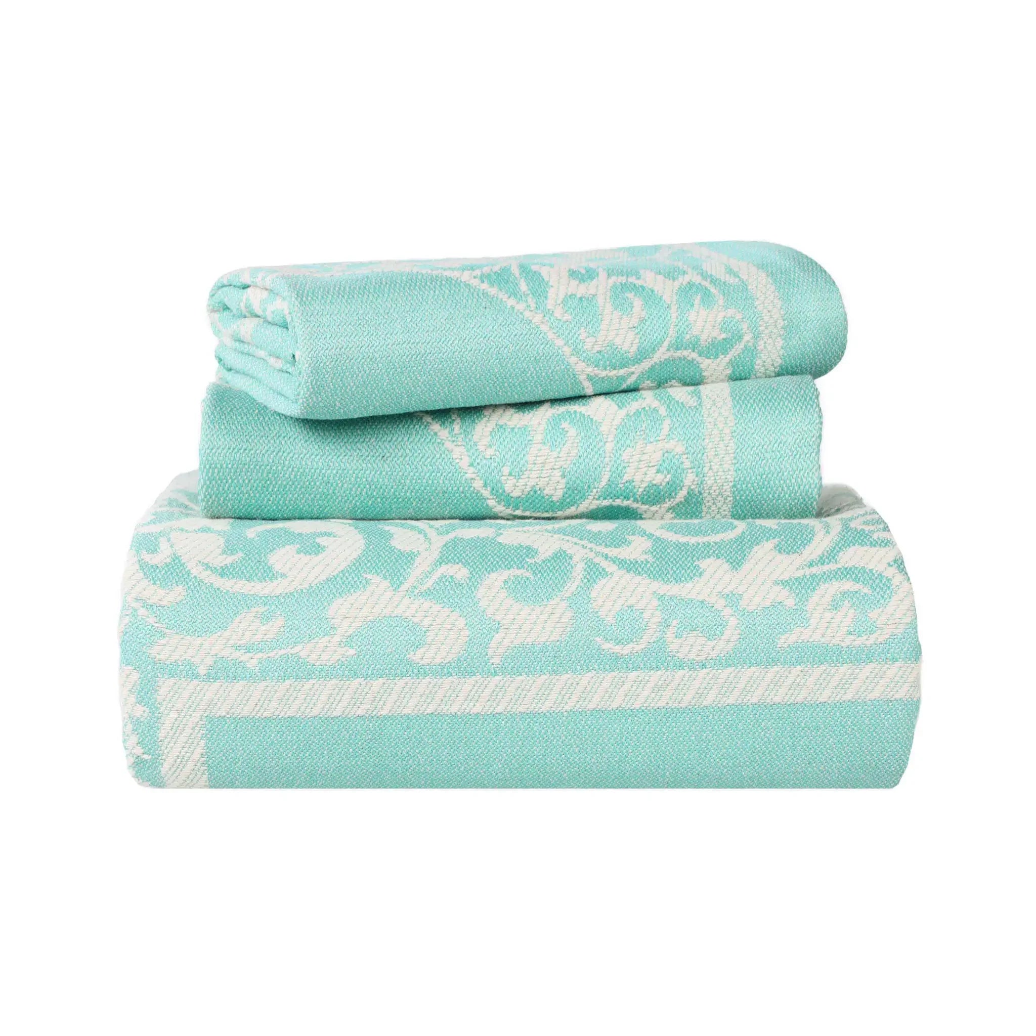 Lightweight Cotton Bedspread Set 3-Piece Lyron Floral Scroll Jacquard - Bedspread by Superior Brand