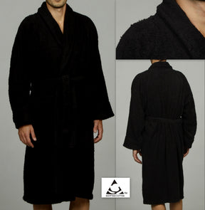 Cotton Ultra-Soft Terry Adult Unisex Lightweight Luxury Bathrobe - Black