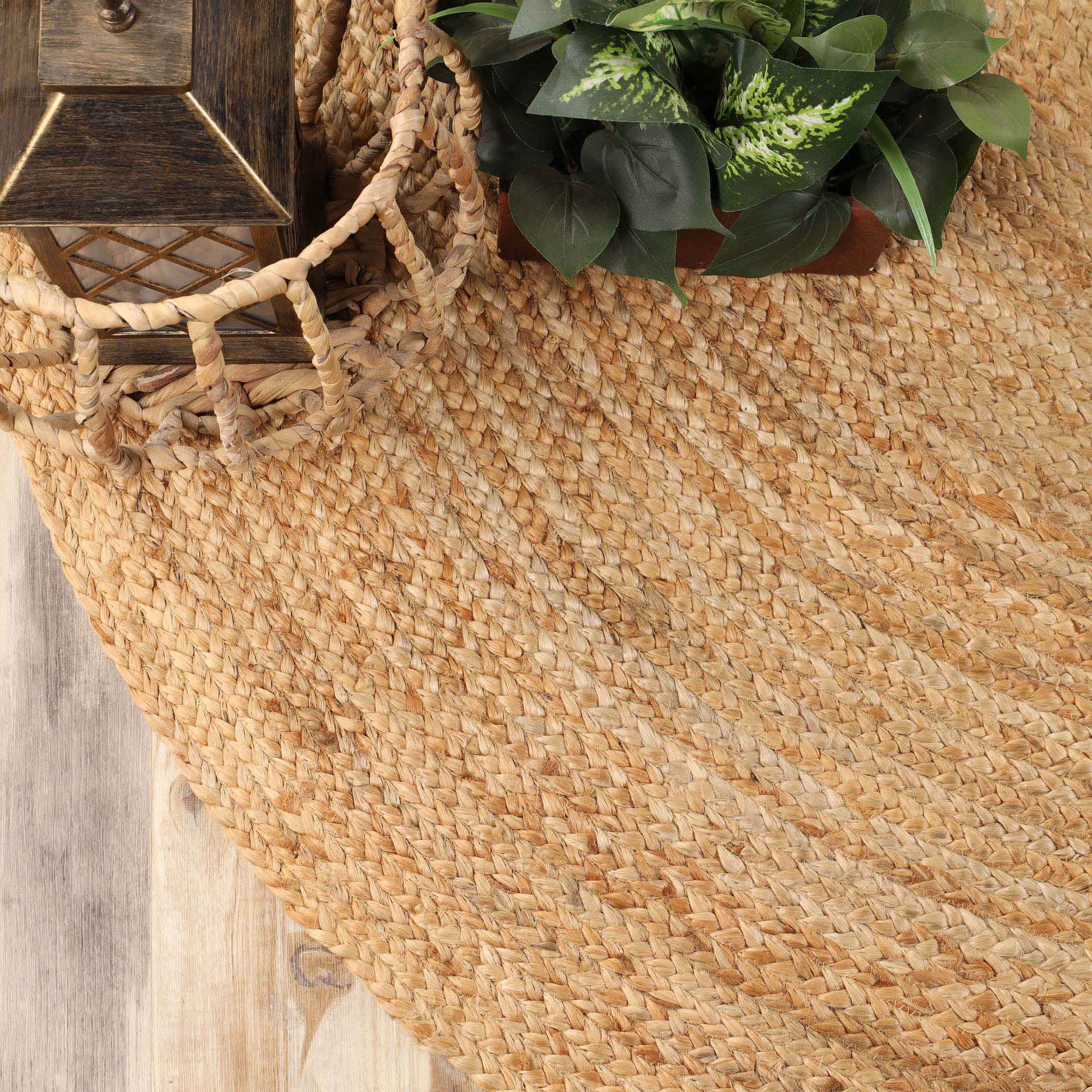 Handwoven Braided Jute Modern Farmhouse Reversible Indoor Area Rug
