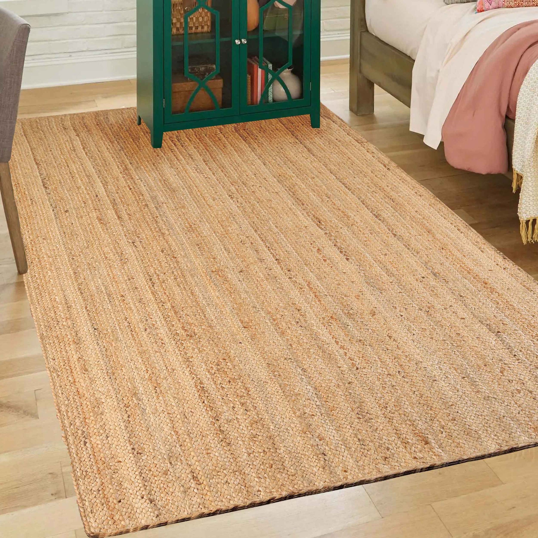 Handwoven Braided Jute Modern Farmhouse Reversible Indoor Area Rug