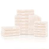 Rayon from Bamboo Cotton Blend Luxury Assorted 18 Piece Towel Set - Ivory