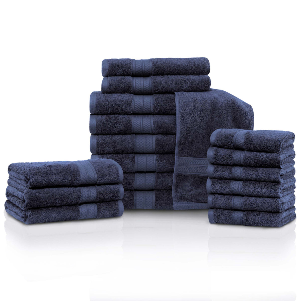 Rayon from Bamboo Cotton Blend Luxury Assorted 18 Piece Towel Set - River Blue