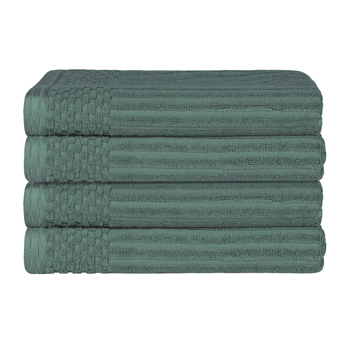 Soho Ribbed Cotton Absorbent Bath Towel Set of 4 - Basil