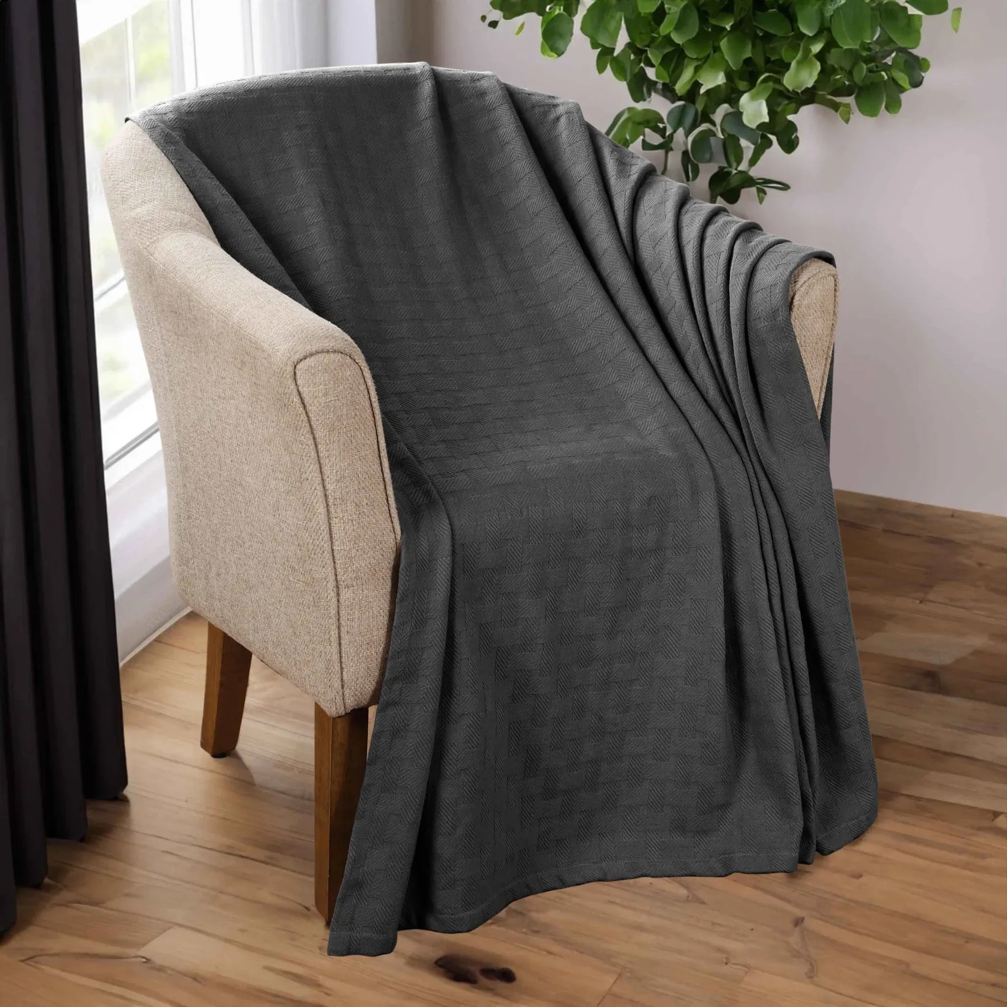 100% Cotton Thermal Blanket – Basketweave All-Season, Lightweight & Breathable - Blanket by Superior Brand