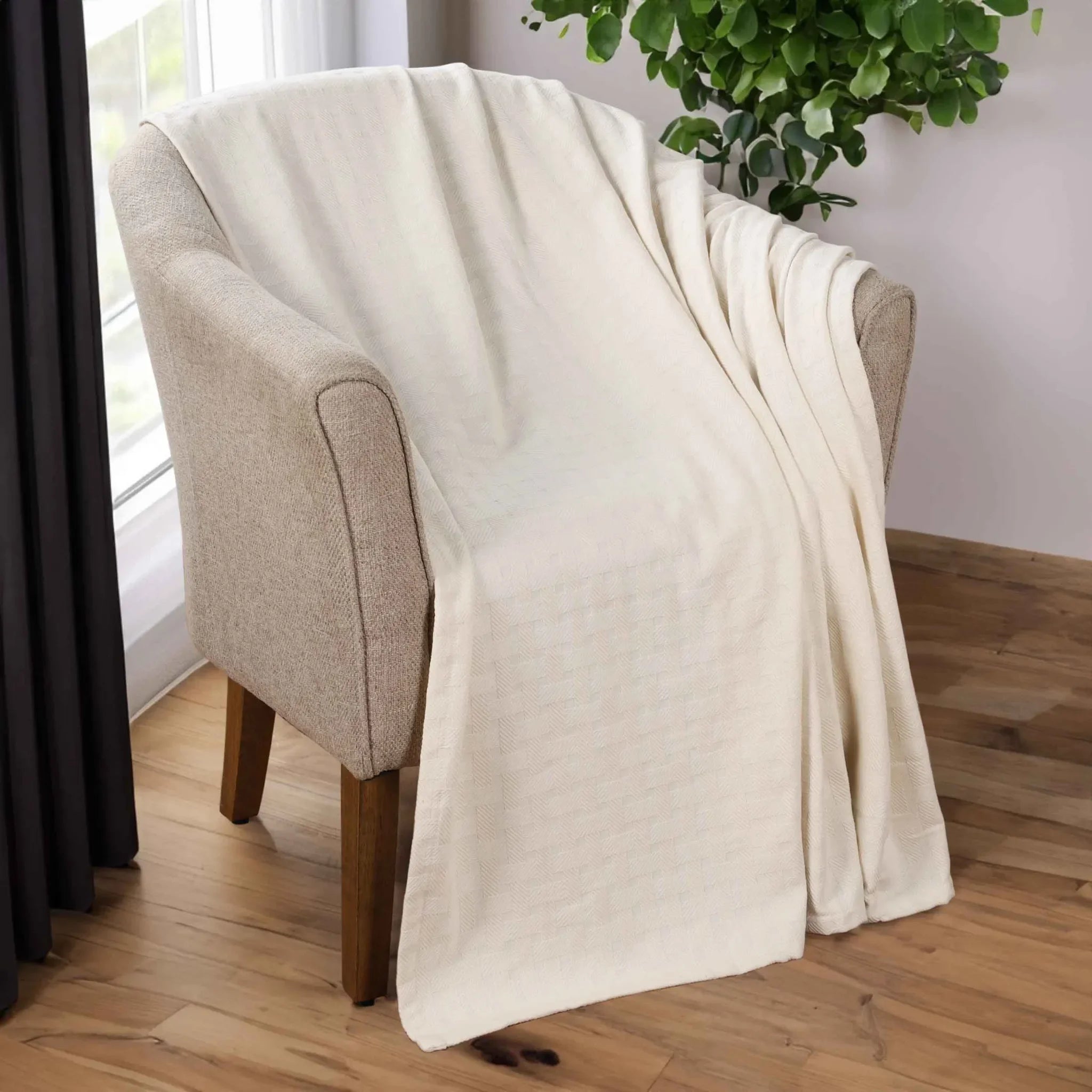 100% Cotton Thermal Blanket – Basketweave All-Season, Lightweight & Breathable - Blanket by Superior Brand