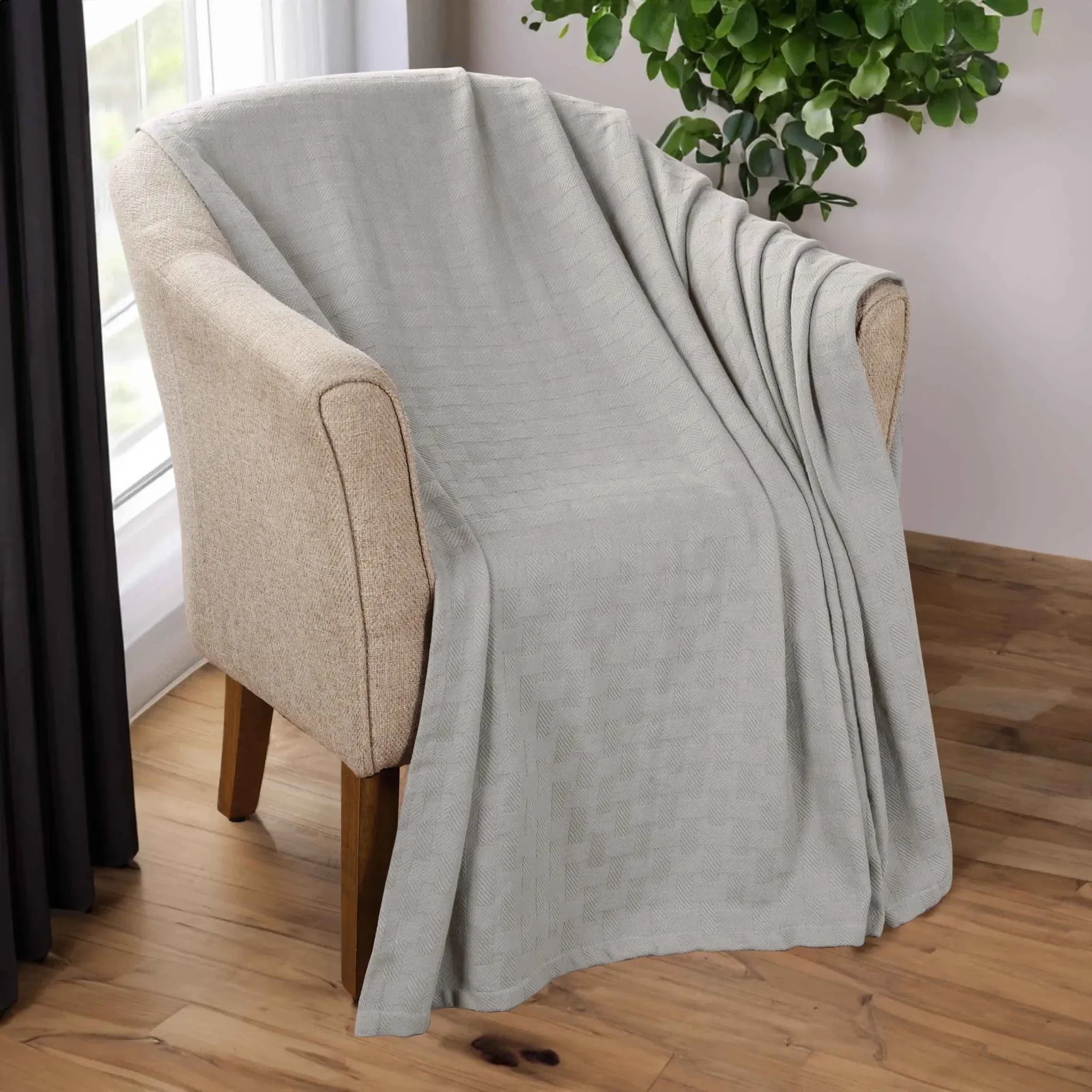 100% Cotton Thermal Blanket – Basketweave All-Season, Lightweight & Breathable - Blanket by Superior Brand