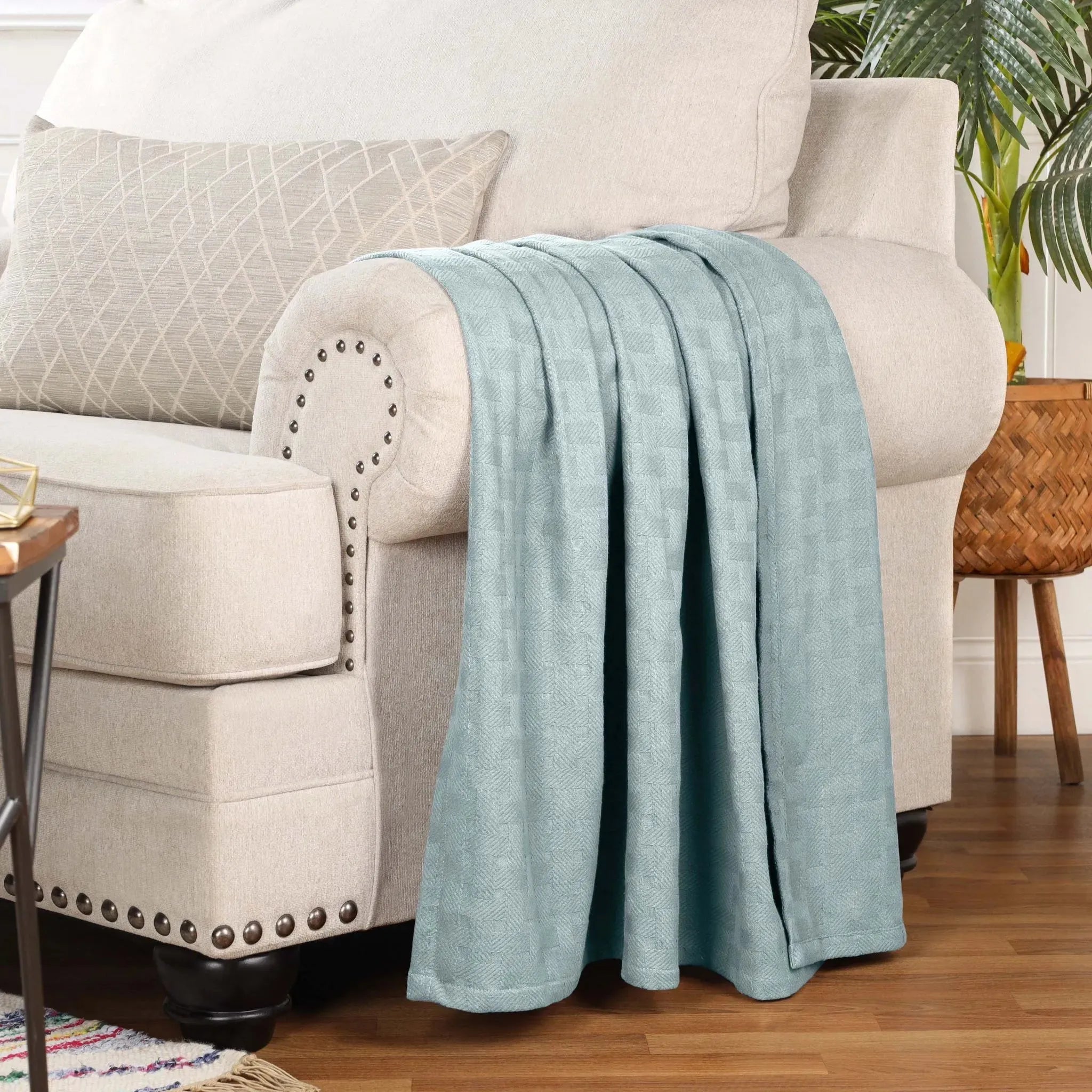 Basketweave Classic Farmhouse All-Season Cotton Blanket - Blanket by Superior