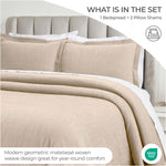 Zenith Cotton Medium Weight Geometric Matelasse Bedspread and Sham Set - Bedspread by Superior Brand