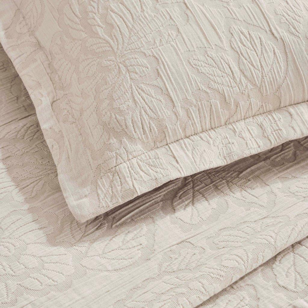 Cotton Bedspread Sets 3-Piece Hibiscus Floral Jacquard Matelassé - Bedspread by Superior Brand