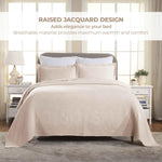 Lightweight Cotton Bedspread Sets 3-Piece Geometric Fret Jacquard Matelassé Scalloped - Bedspread by Superior Brand