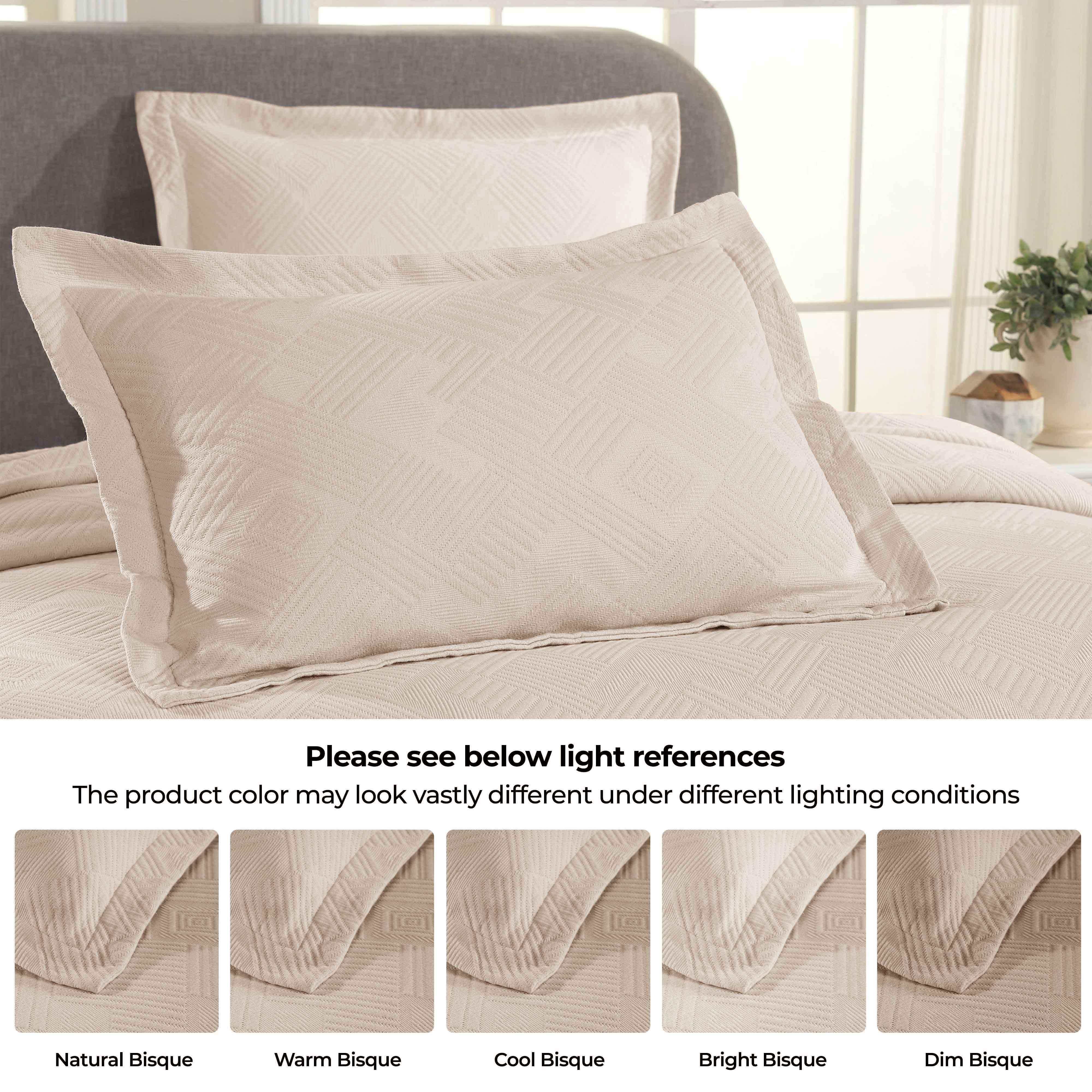 Lightweight Cotton Bedspread Sets 3-Piece Geometric Fret Jacquard Matelassé Scalloped - Bedspread by Superior Brand