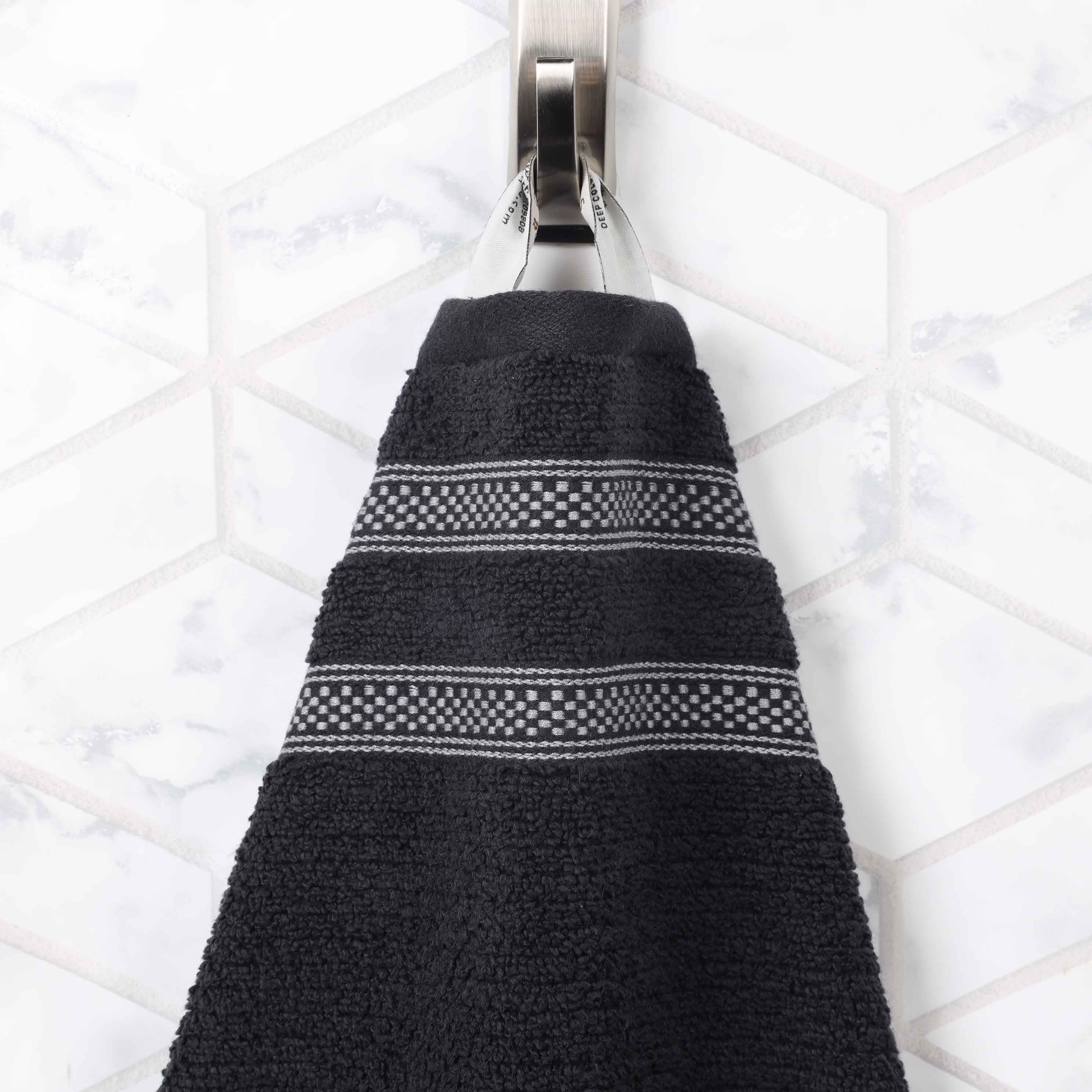 Brea Zero Twist Cotton Ribbed Geometric Border 8 Piece Towel Set - Towel Set by Superior Brand