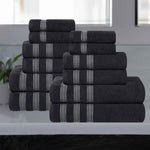 Brea Zero Twist Cotton Ribbed Geometric Border 12 Piece Towel Set - Towel Set by Superior Brand