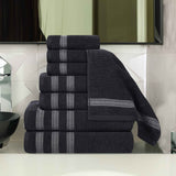 Brea Zero Twist Cotton Ribbed Geometric Border 8 Piece Towel Set - Towel Set by Superior Brand